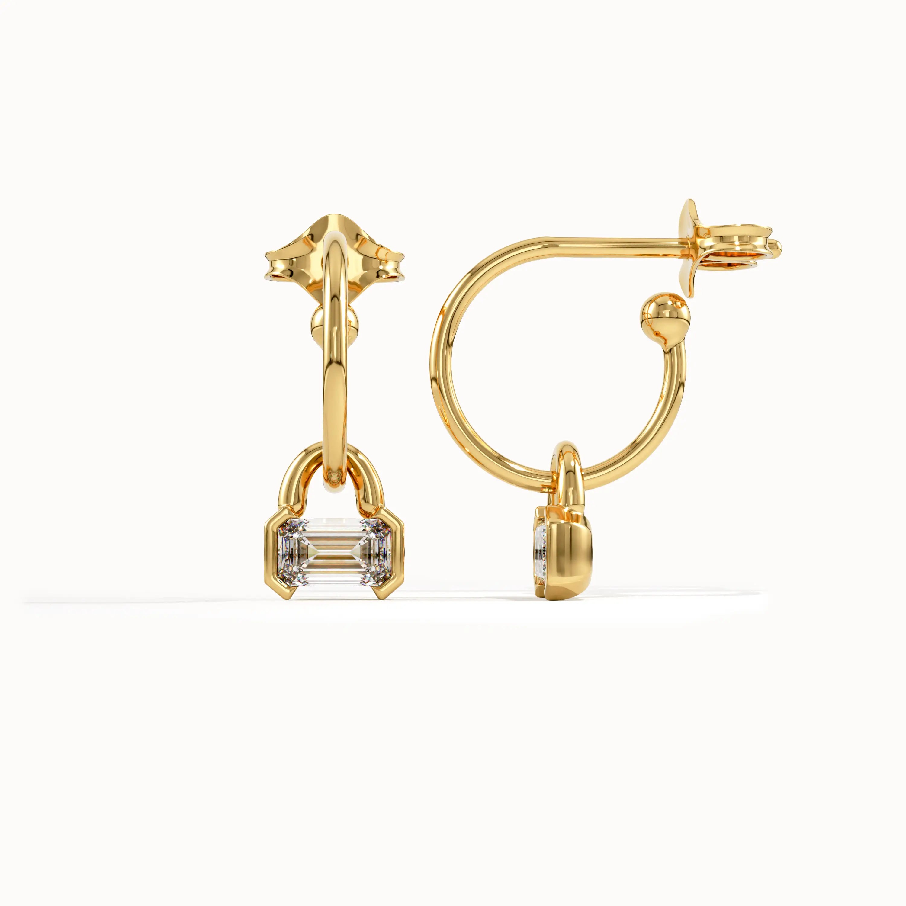 Dangle Hoop Baguette Earrings - BRENNMORE 