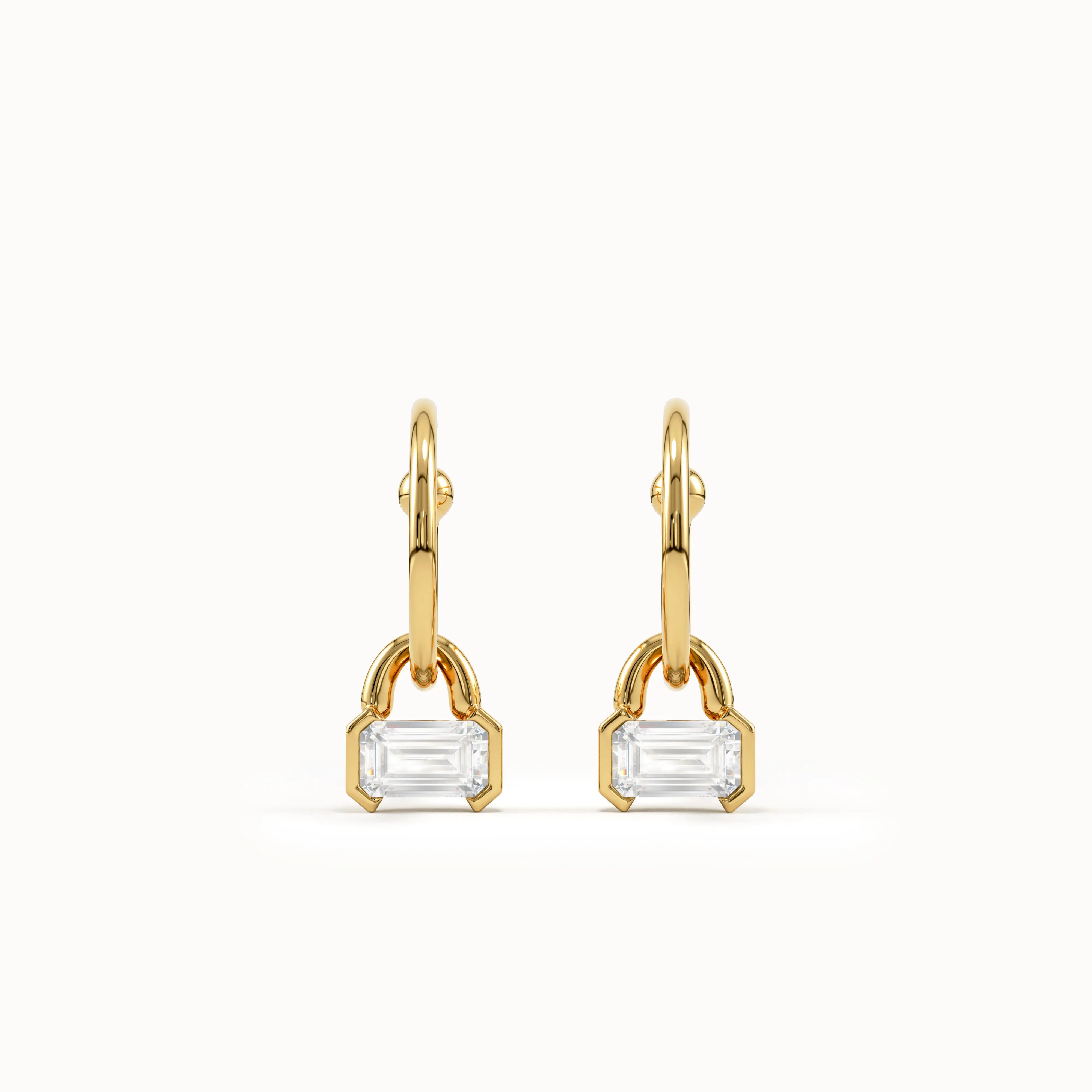 Dangle Hoop Baguette Earrings My Store