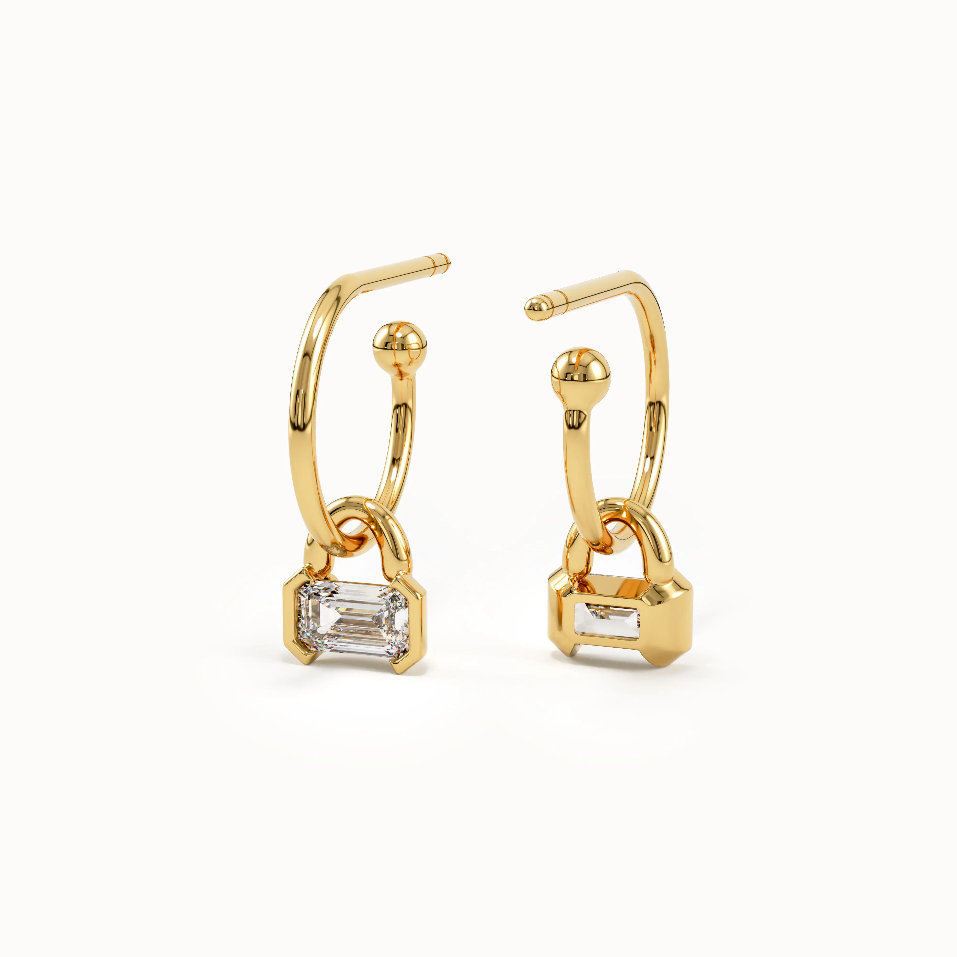 Dangle Hoop Baguette Earrings My Store