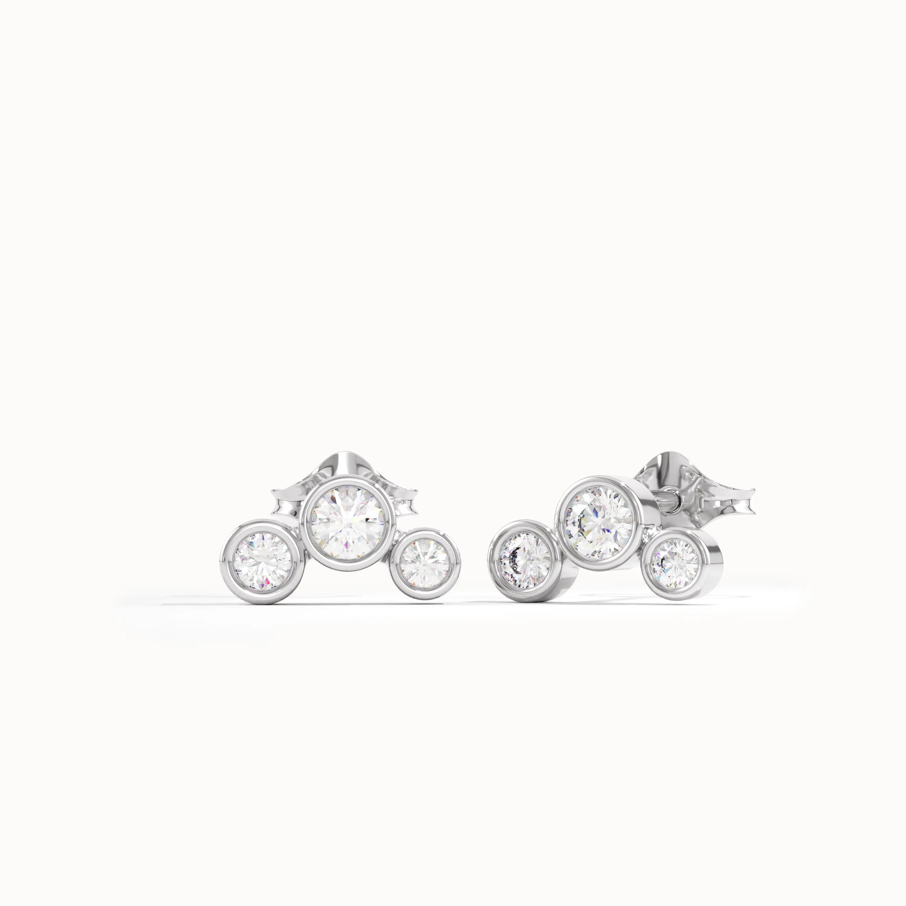 Bezel Trio Stud Earrings - BRENNMORE 