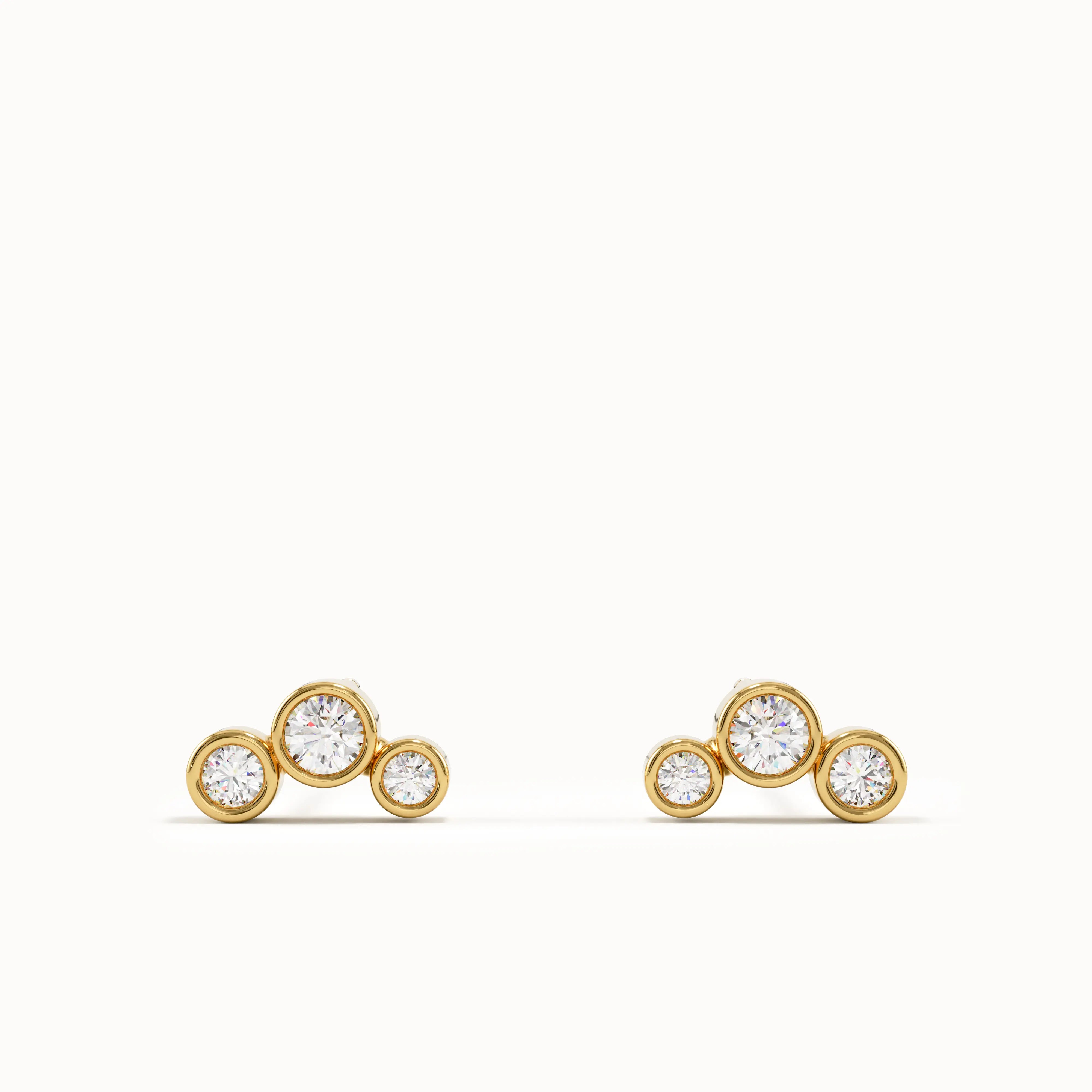 Bezel Trio Stud Earrings My Store