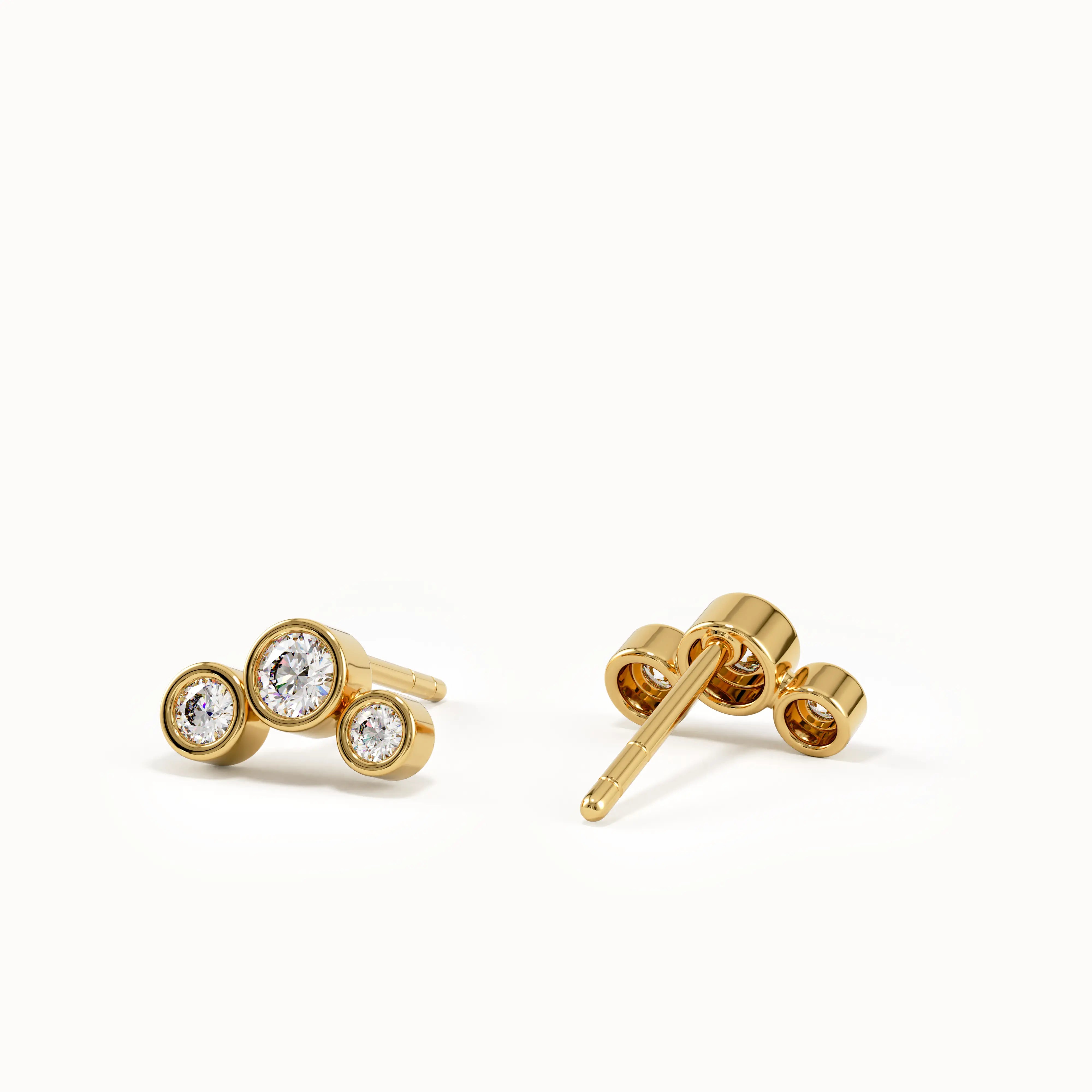 Bezel Trio Stud Earrings My Store