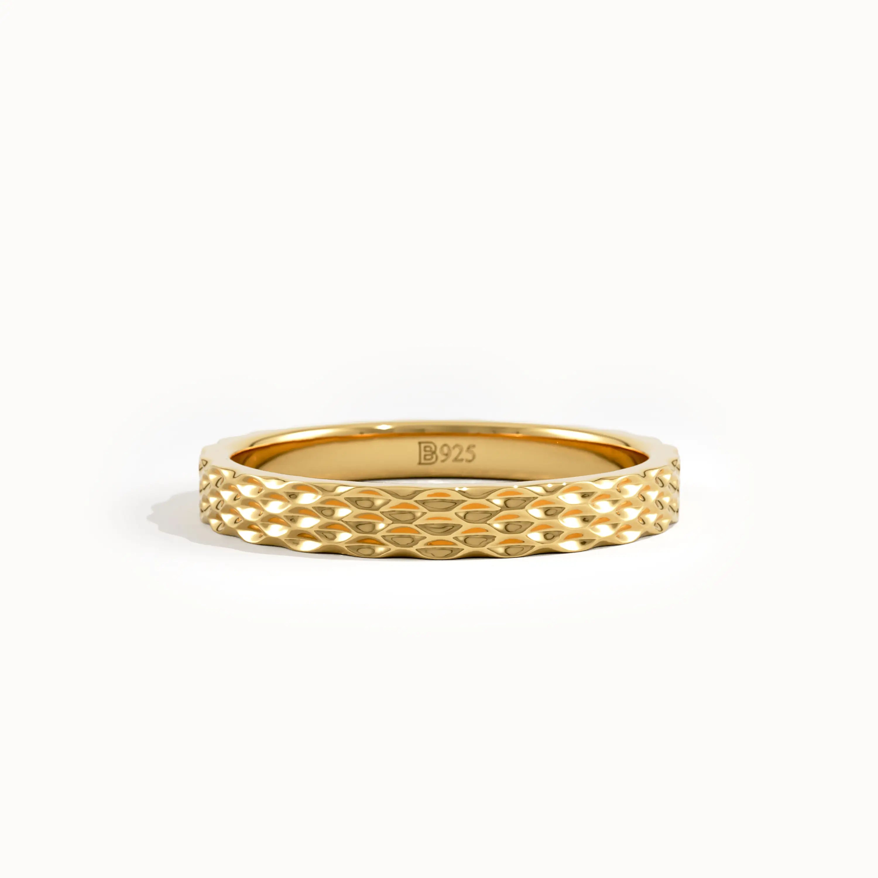 Patterned Wedding Band 14k Gold - BRENNMORE 