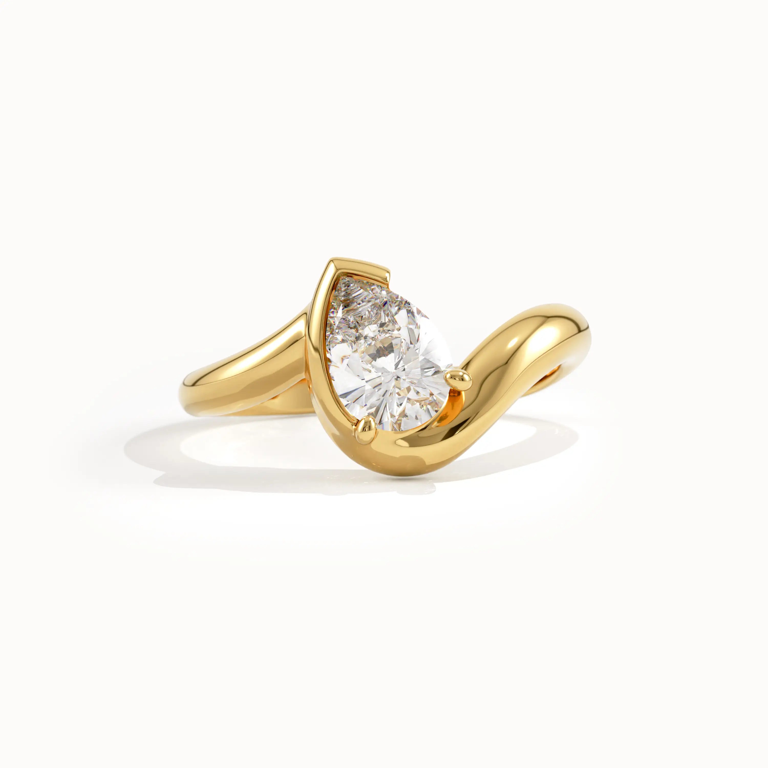 Wavy Pear Solo Ring - BRENNMORE 