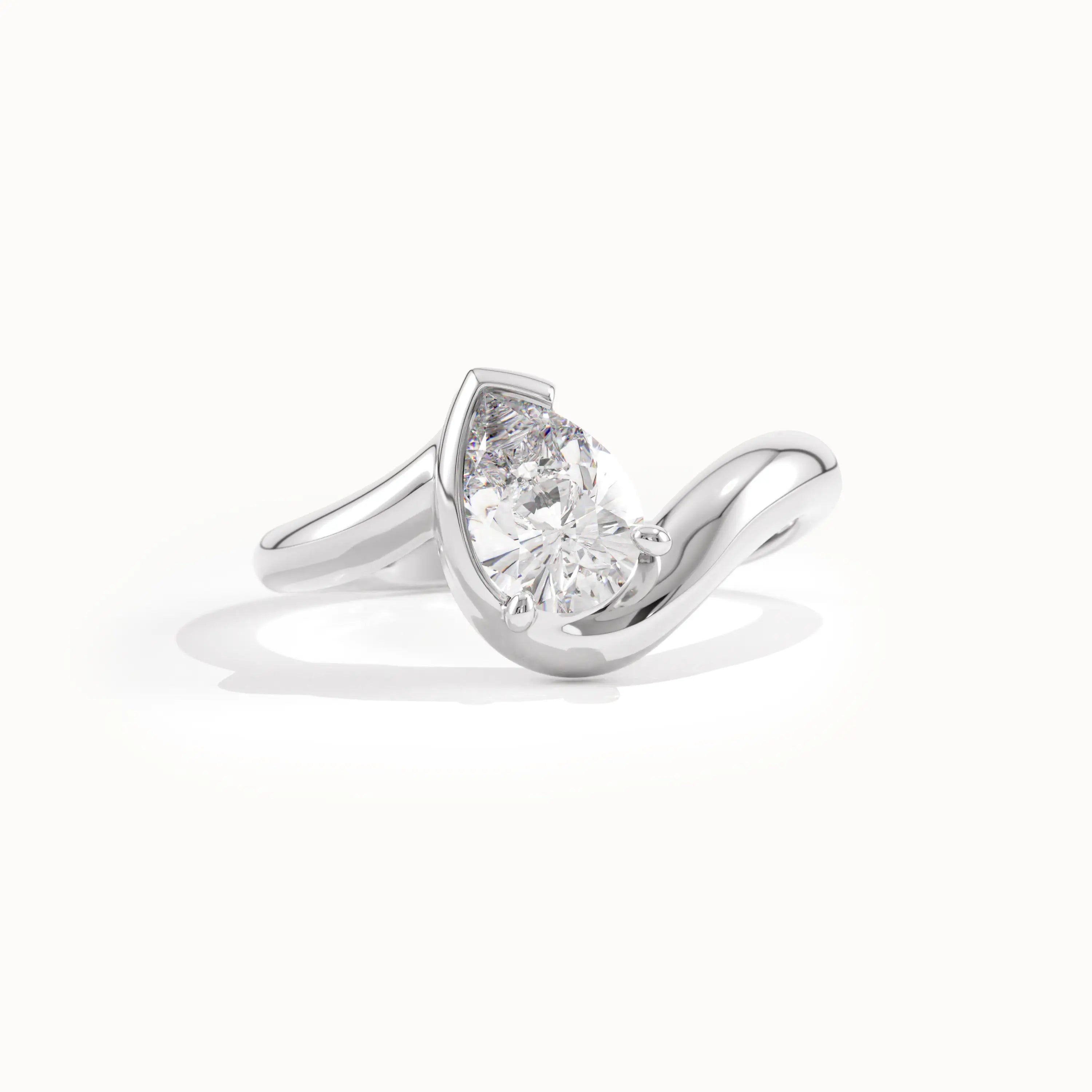 Wavy Pear Solo Ring - BRENNMORE 