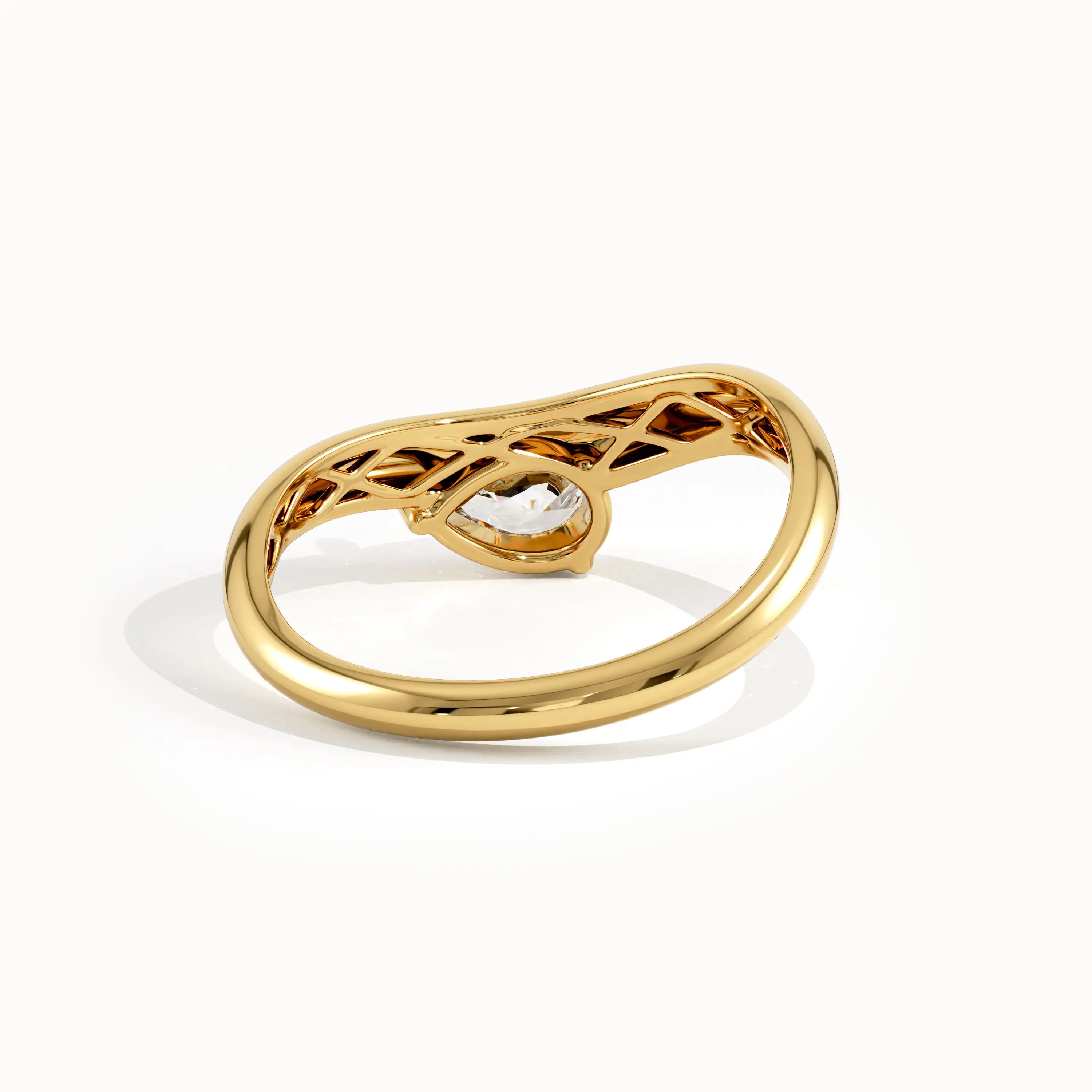 Curved Pear Solo Ring - BRENNMORE 