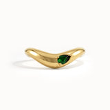 Pear Emerald Curved Ring