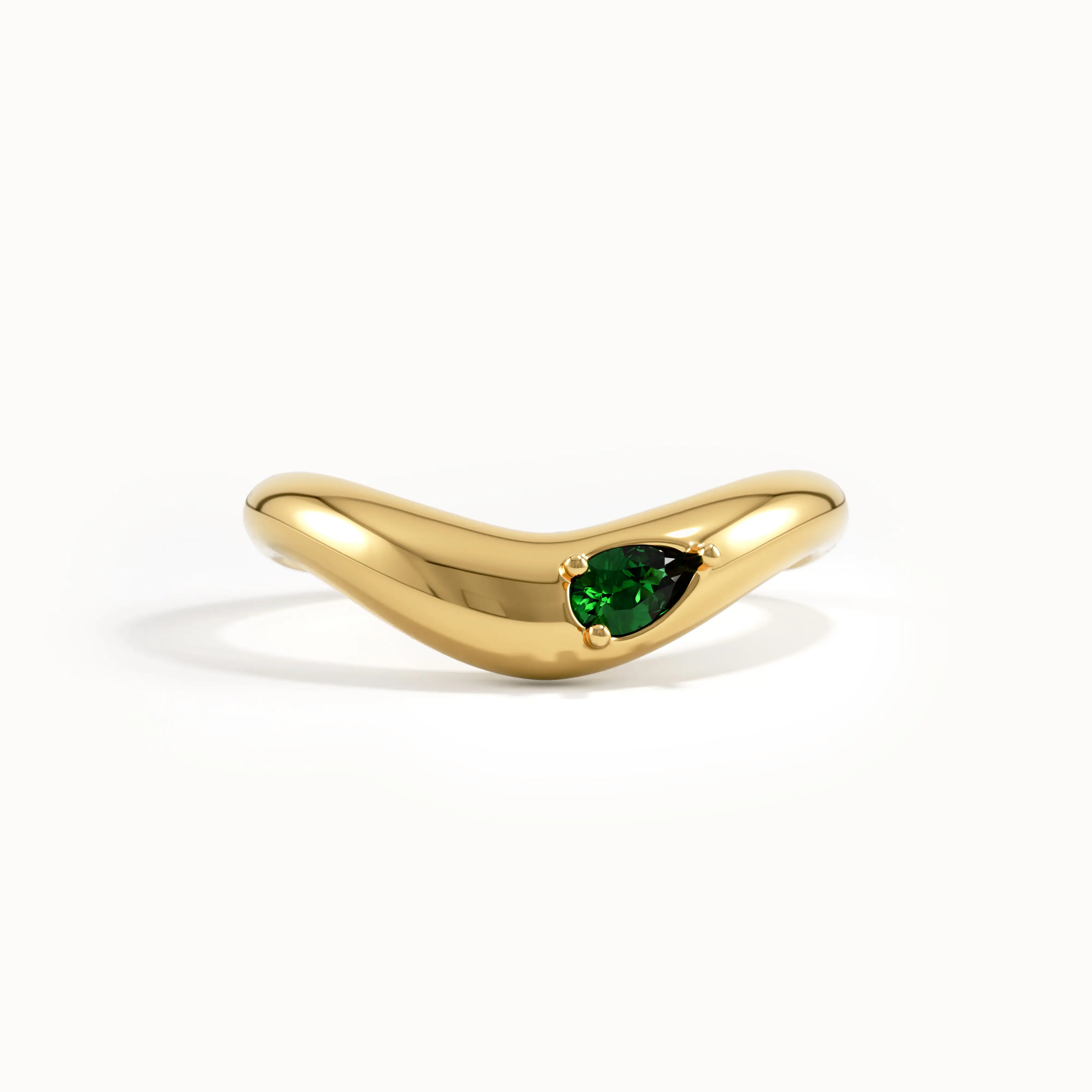 Pear Emerald Curved Ring - BRENNMORE 