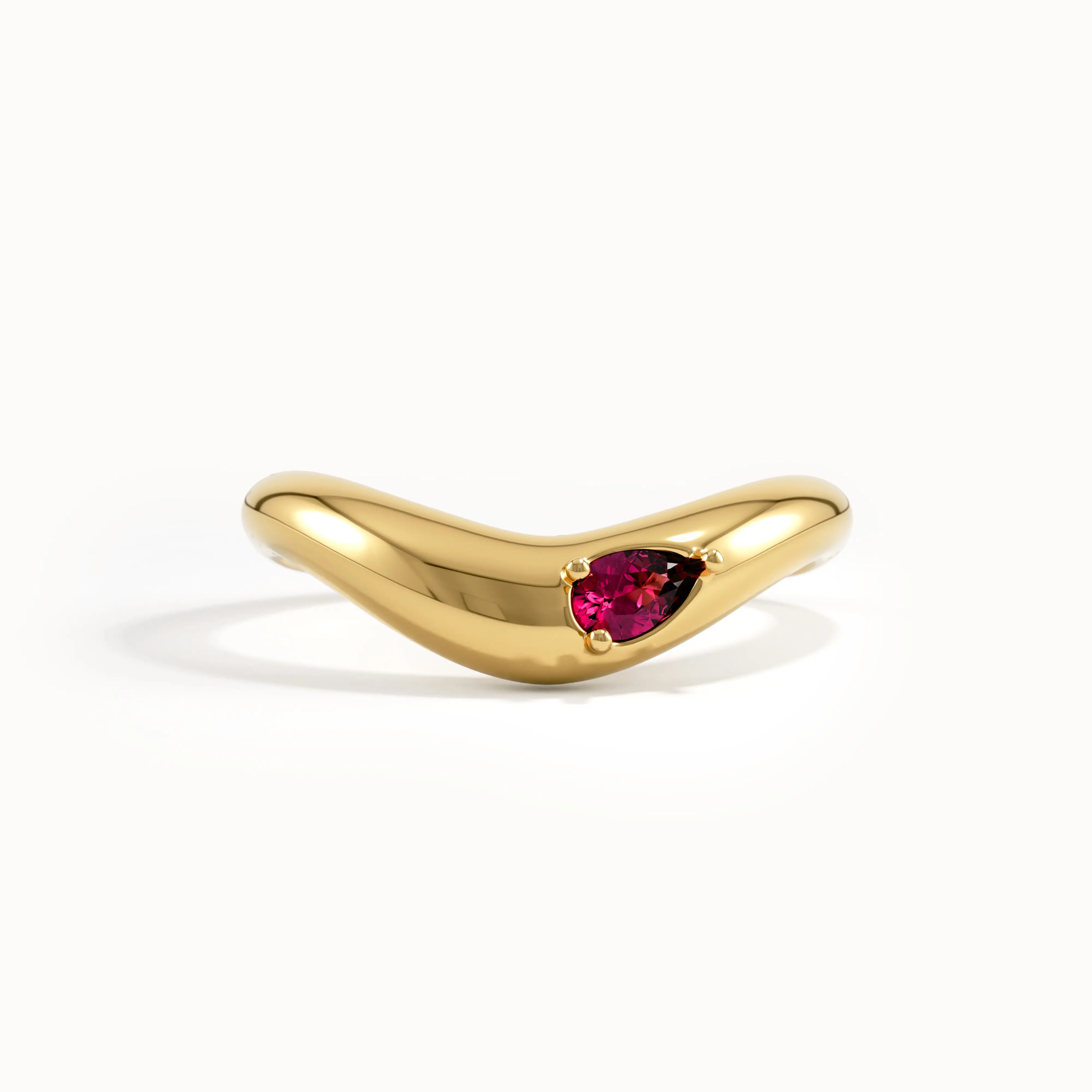 Pear Ruby Curved Ring - BRENNMORE 