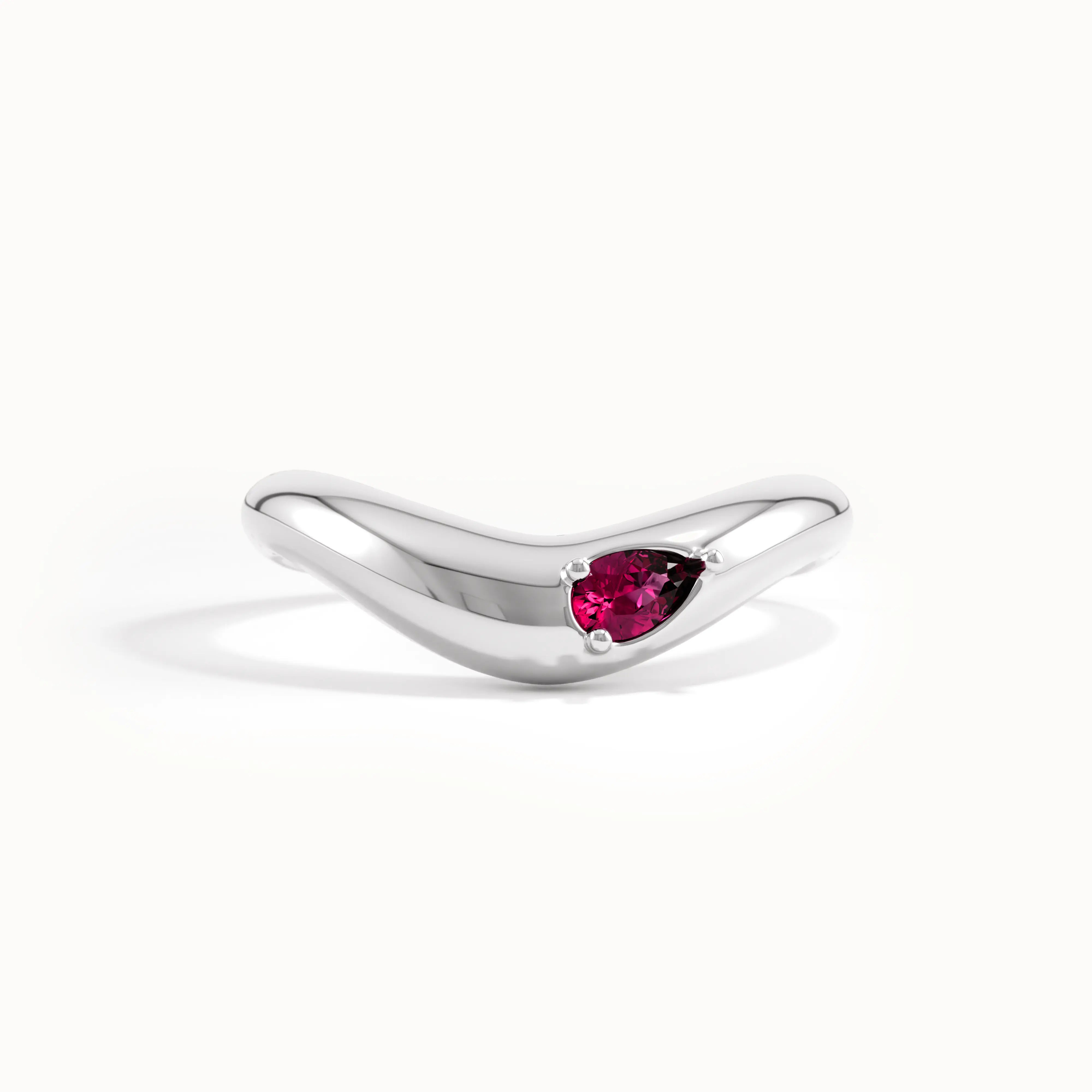 Pear Ruby Curved Ring