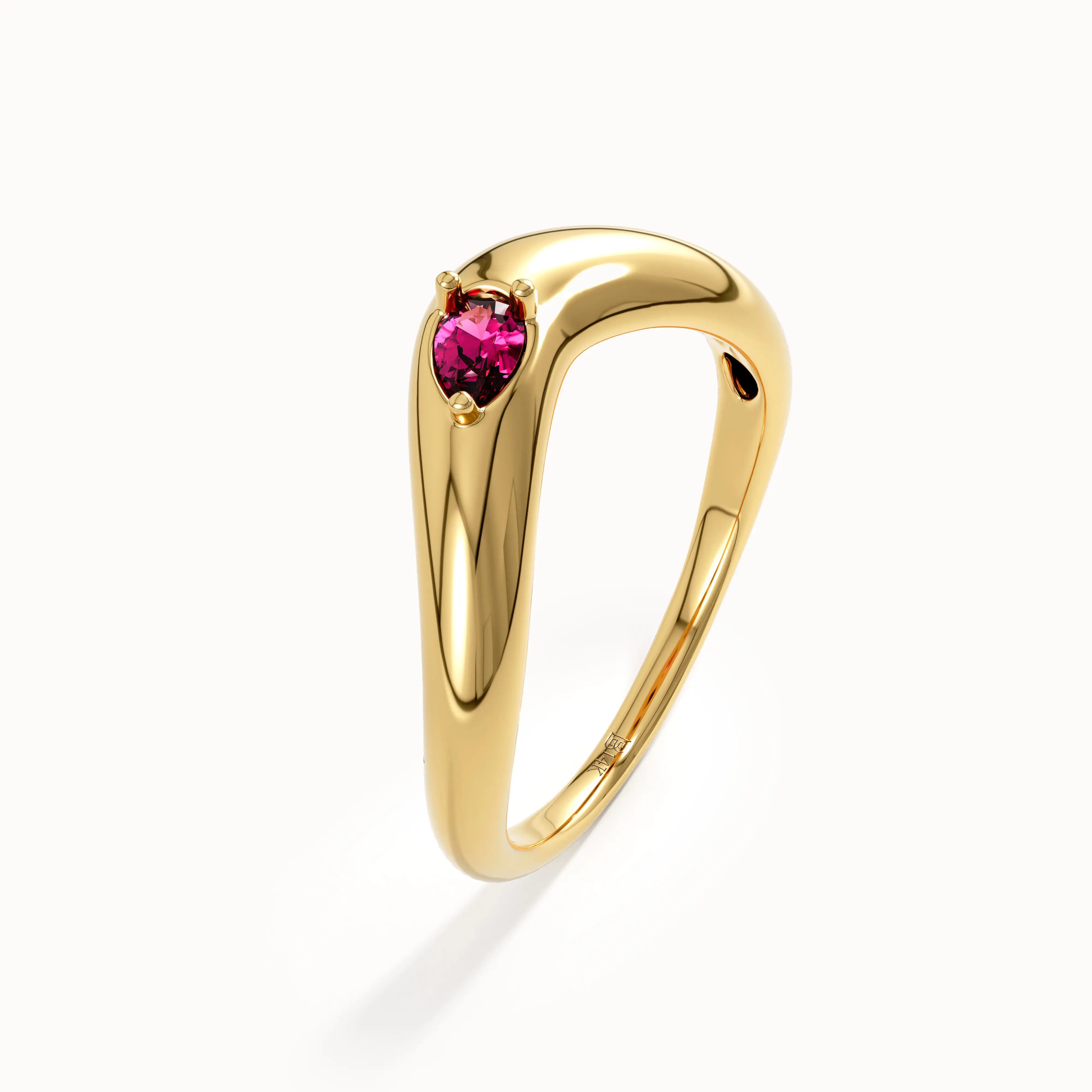 Pear Ruby Curved Ring - BRENNMORE 