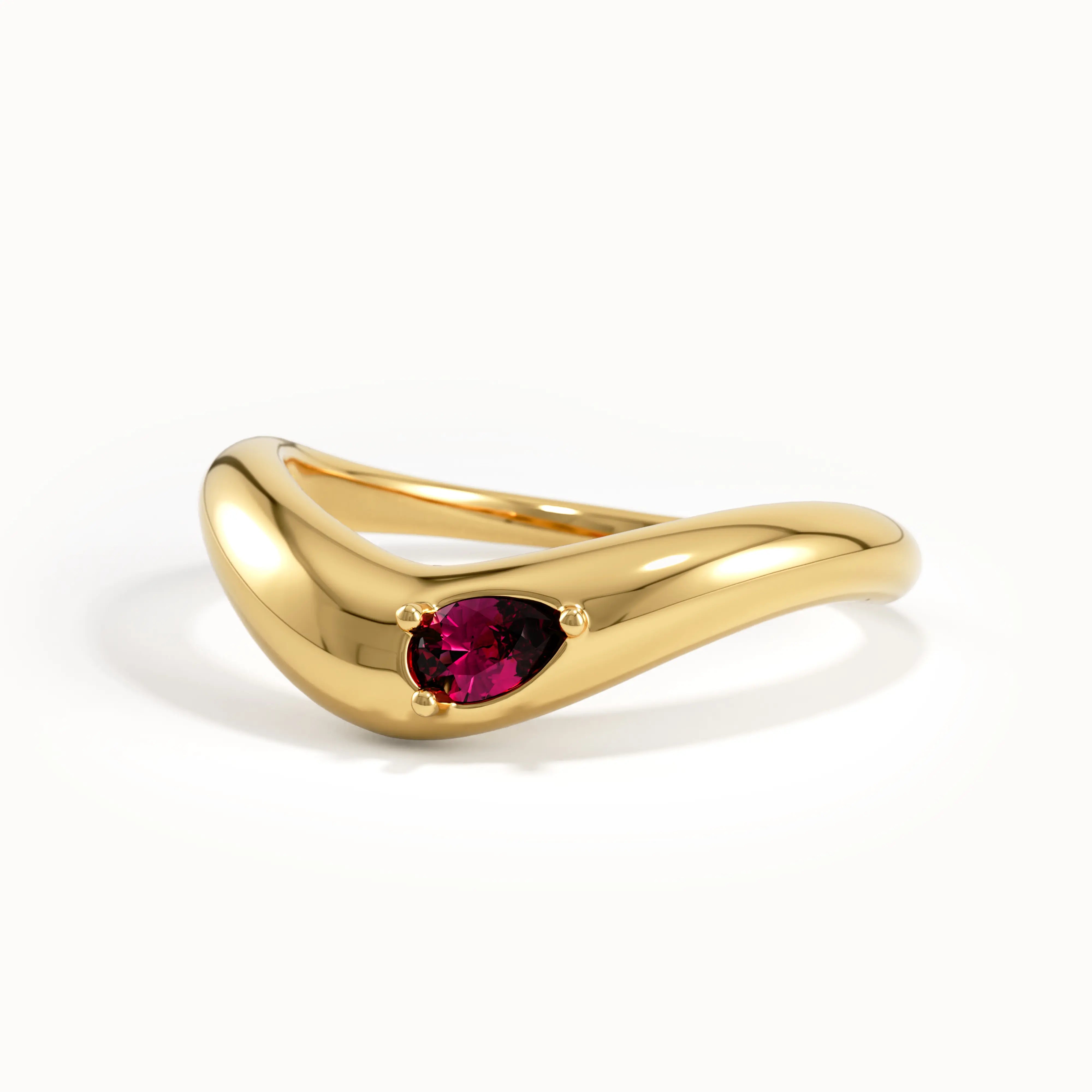 Pear Ruby Curved Ring - BRENNMORE 