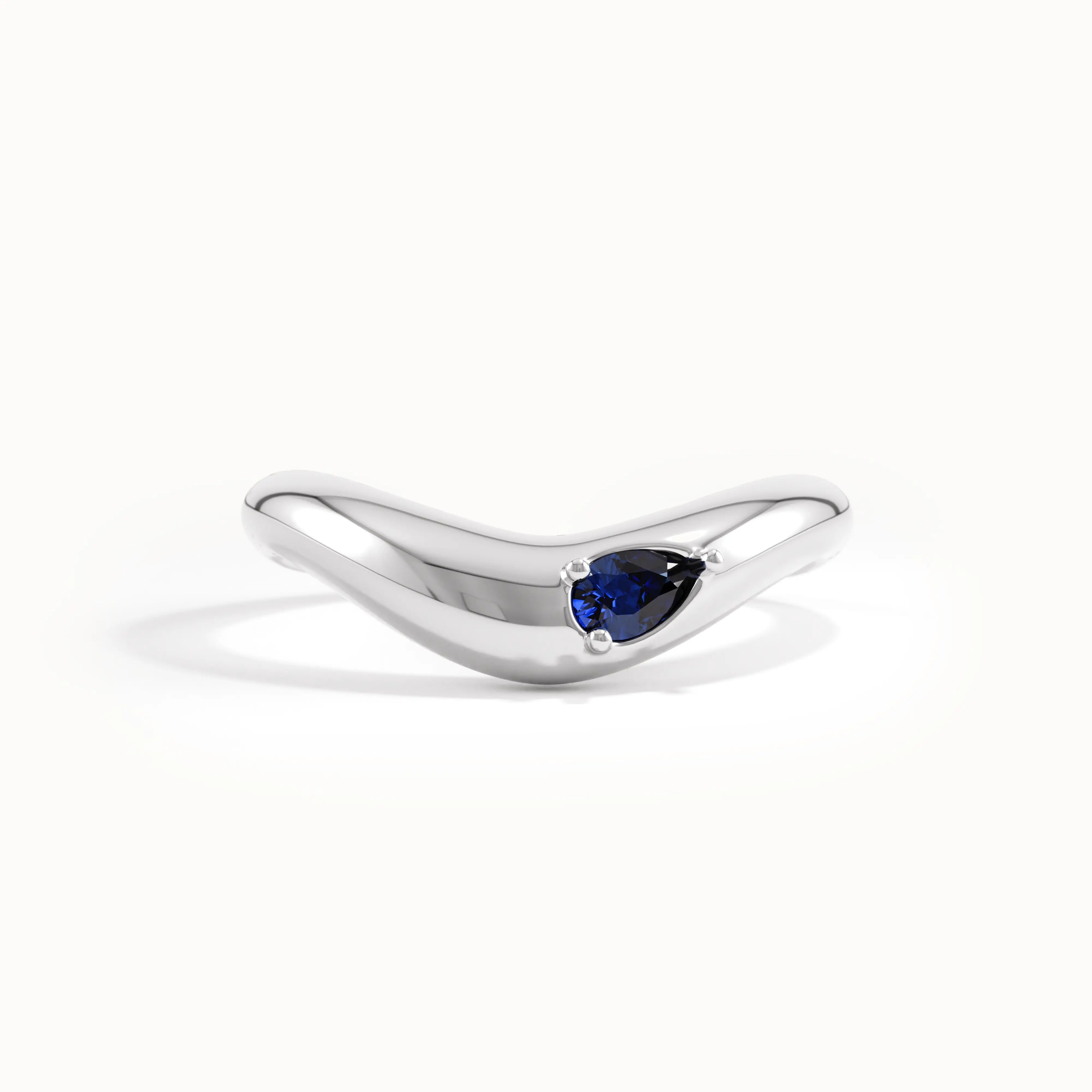Pear Sapphire Curved Ring - BRENNMORE 