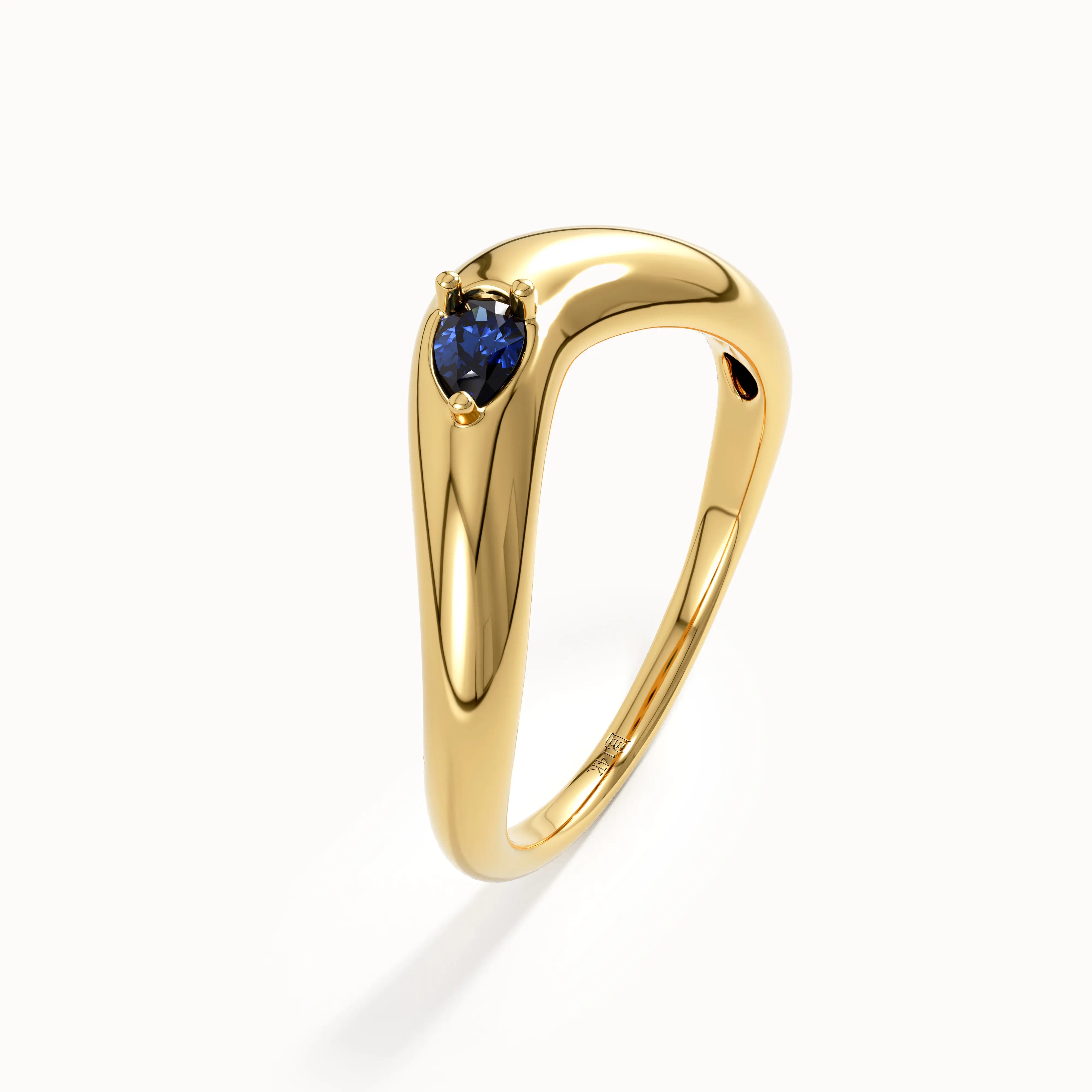 Pear Sapphire Curved Ring - BRENNMORE 