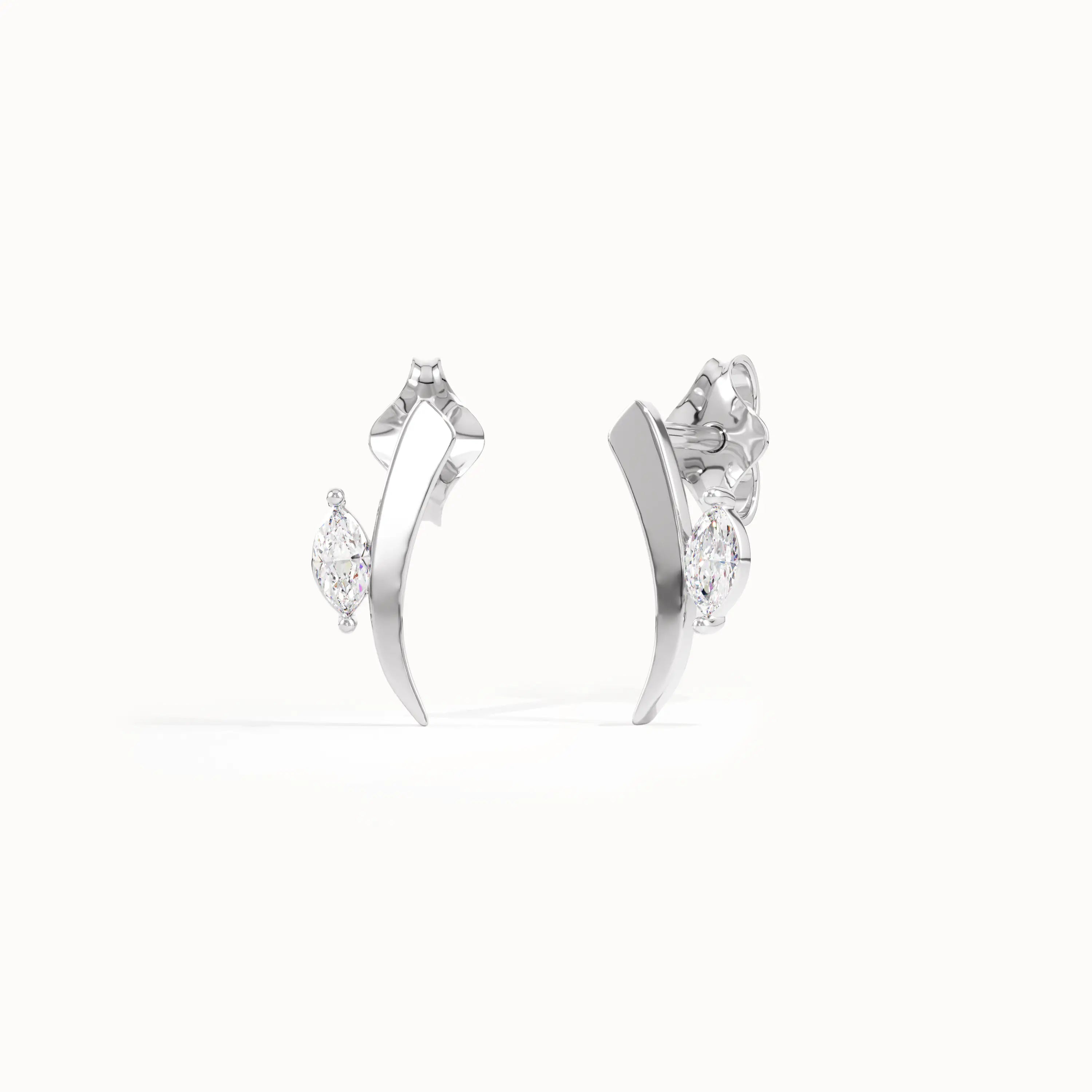 Curvy Marquise Stud Earrings - BRENNMORE 