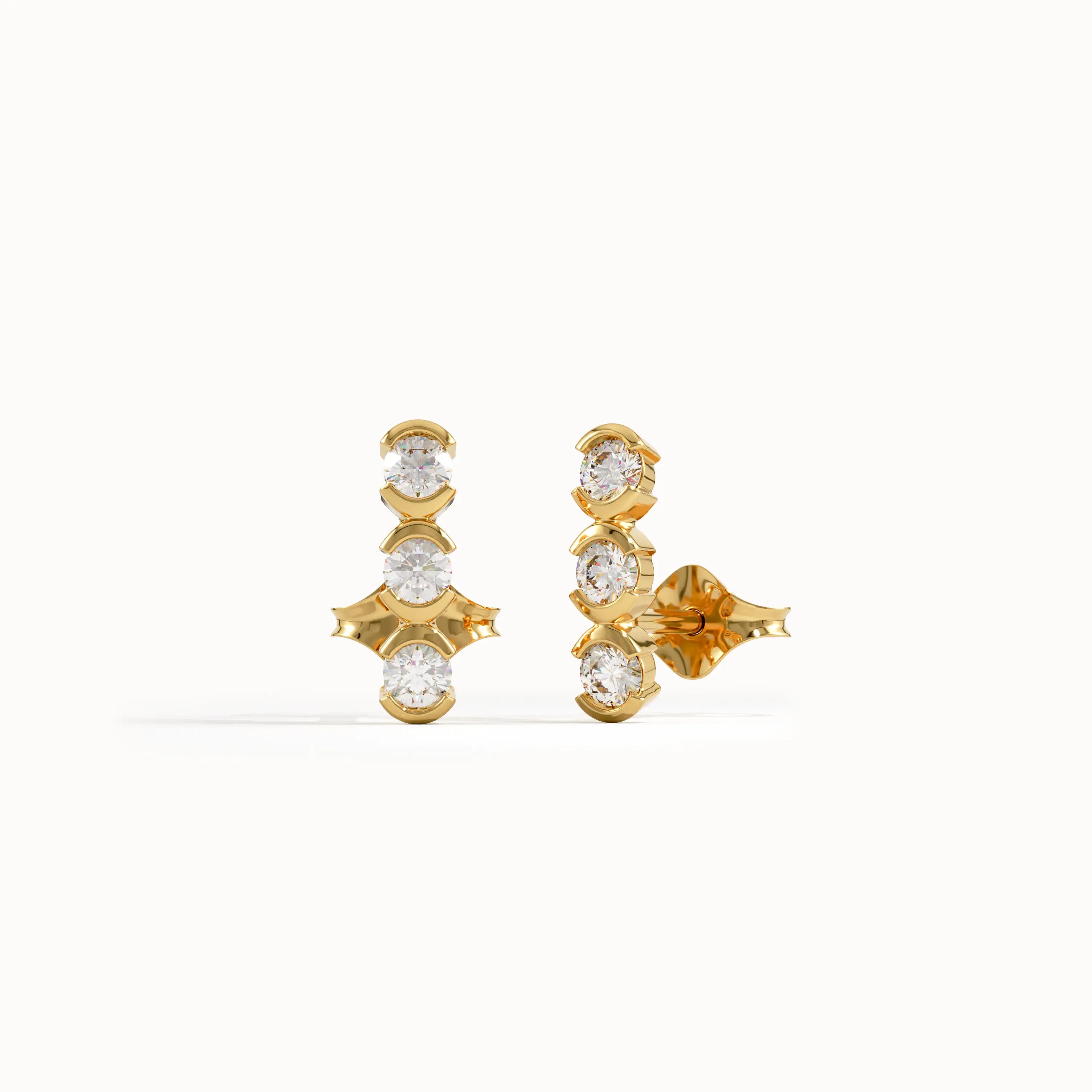 Trio Half Bezel Stud Earrings - BRENNMORE 