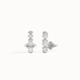 Trio Half Bezel Stud Earrings