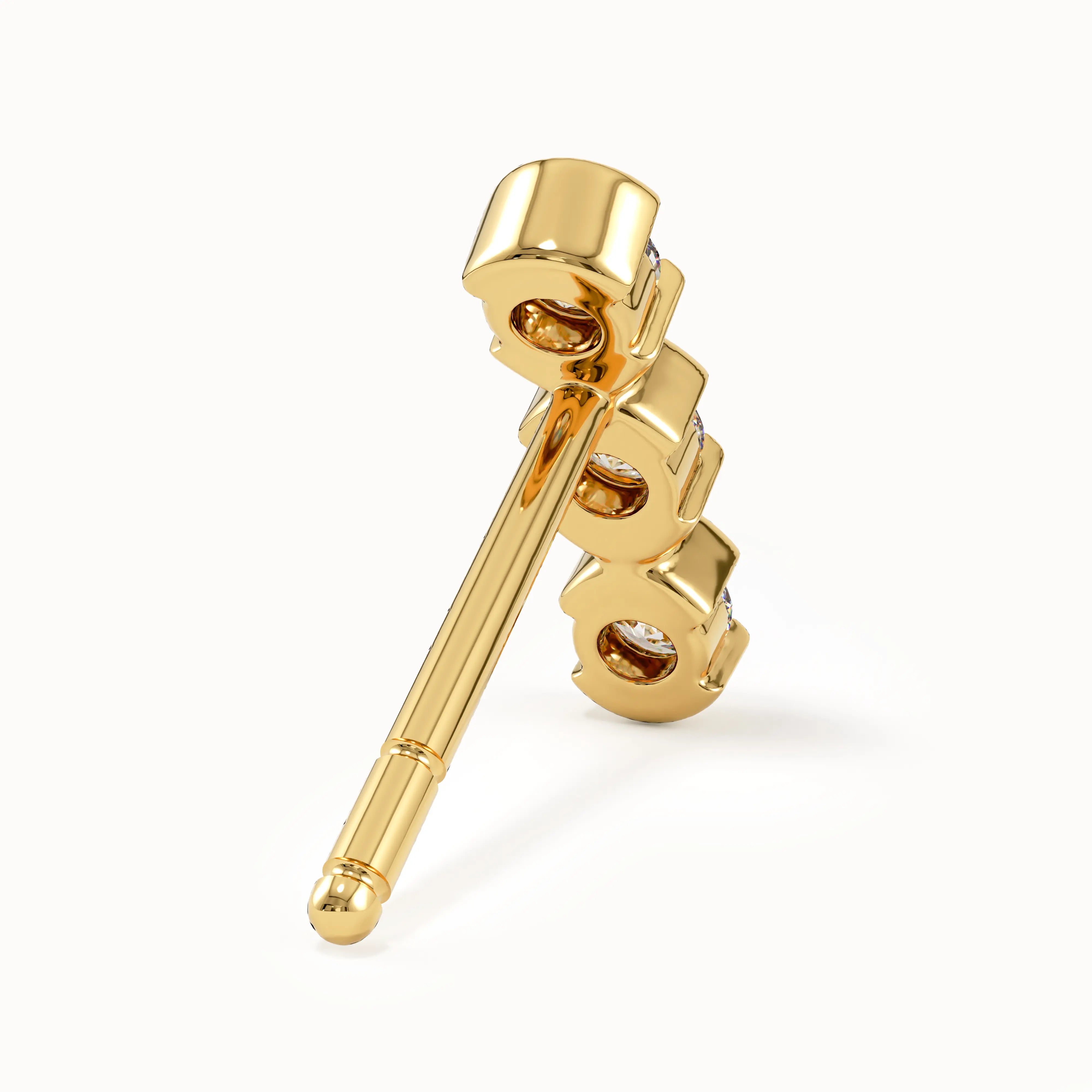 Trio Half Bezel Stud Earrings My Store