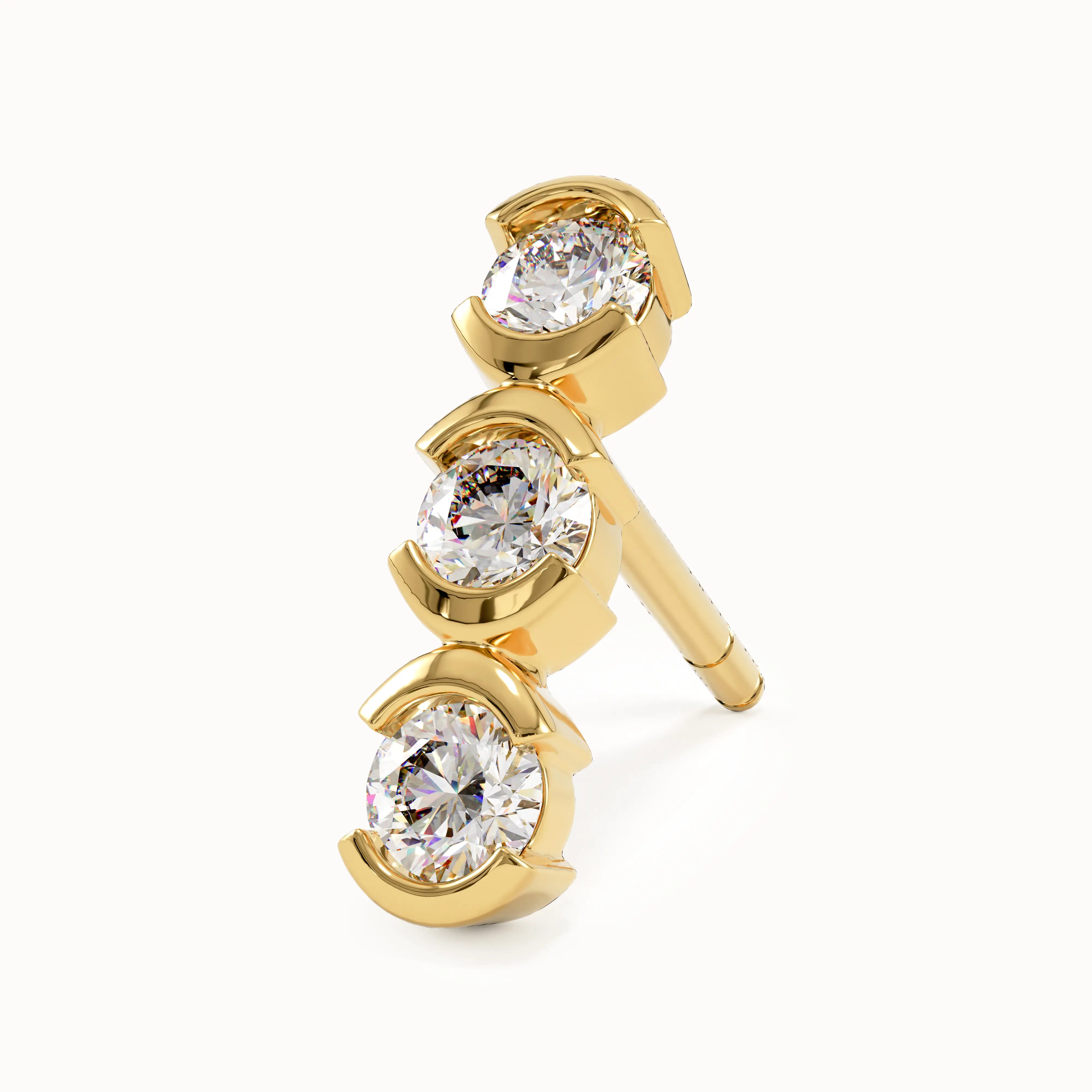 Trio Half Bezel Stud Earrings My Store