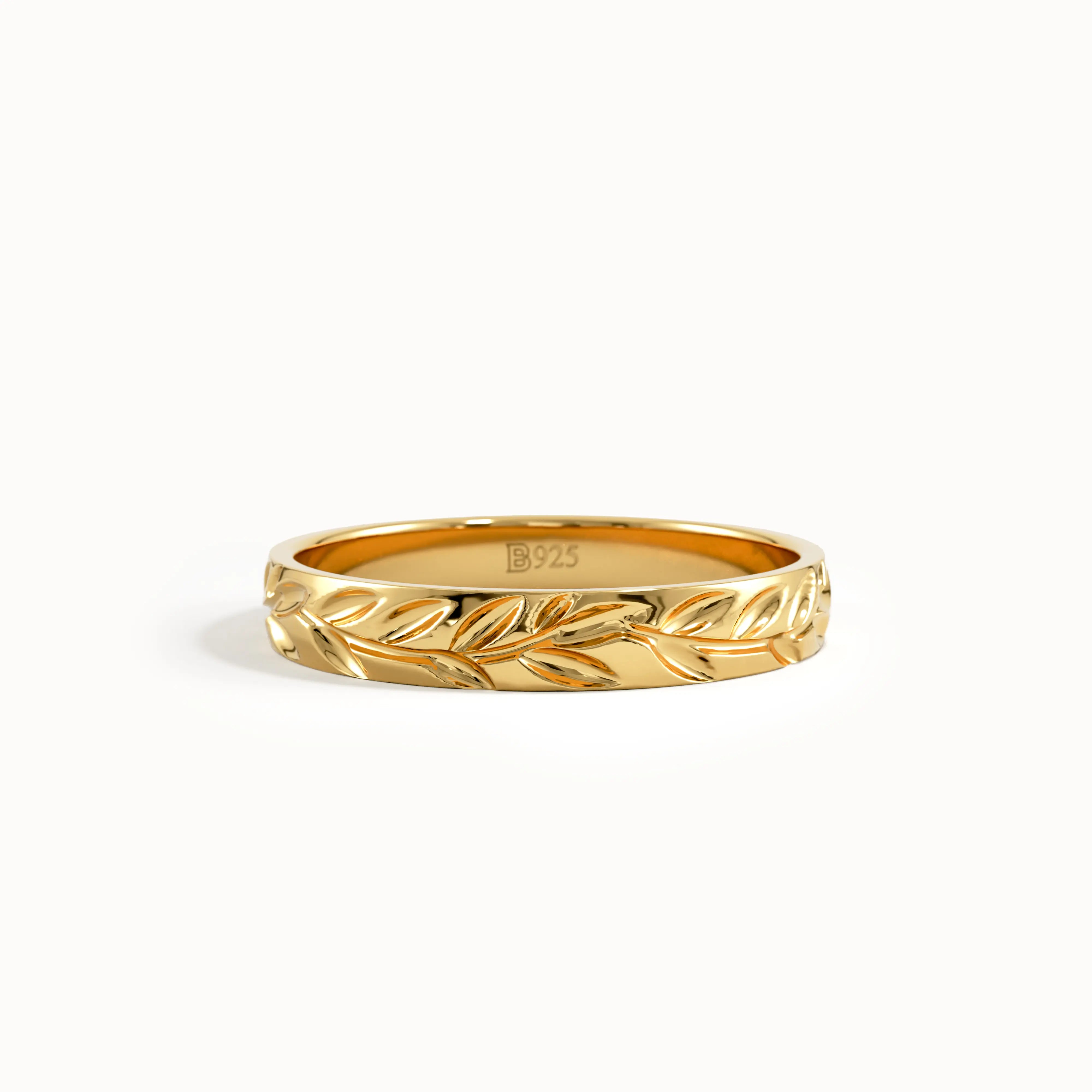 Leaf Patterned Wedding Band - BRENNMORE 