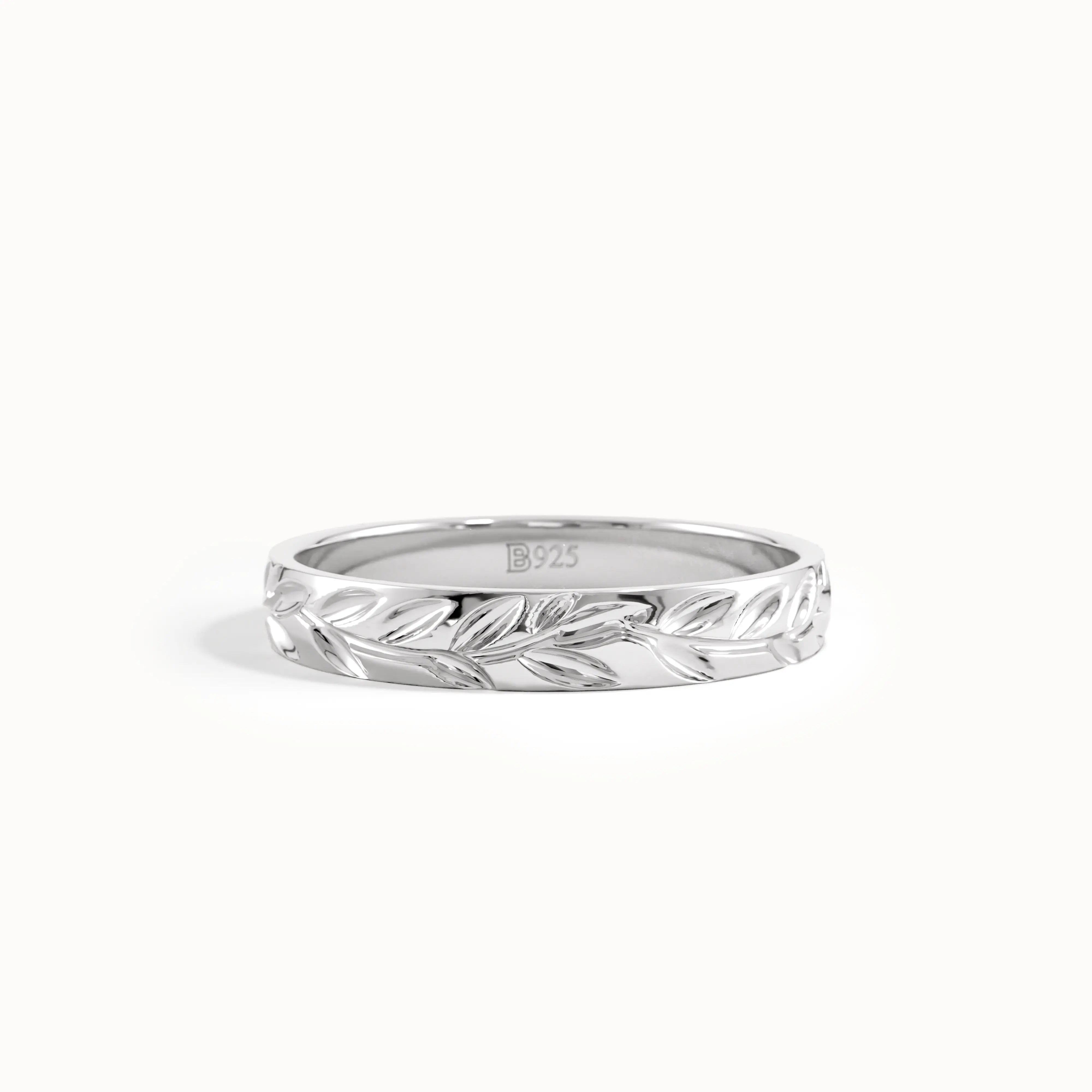 Leaf Patterned Wedding Band - BRENNMORE 