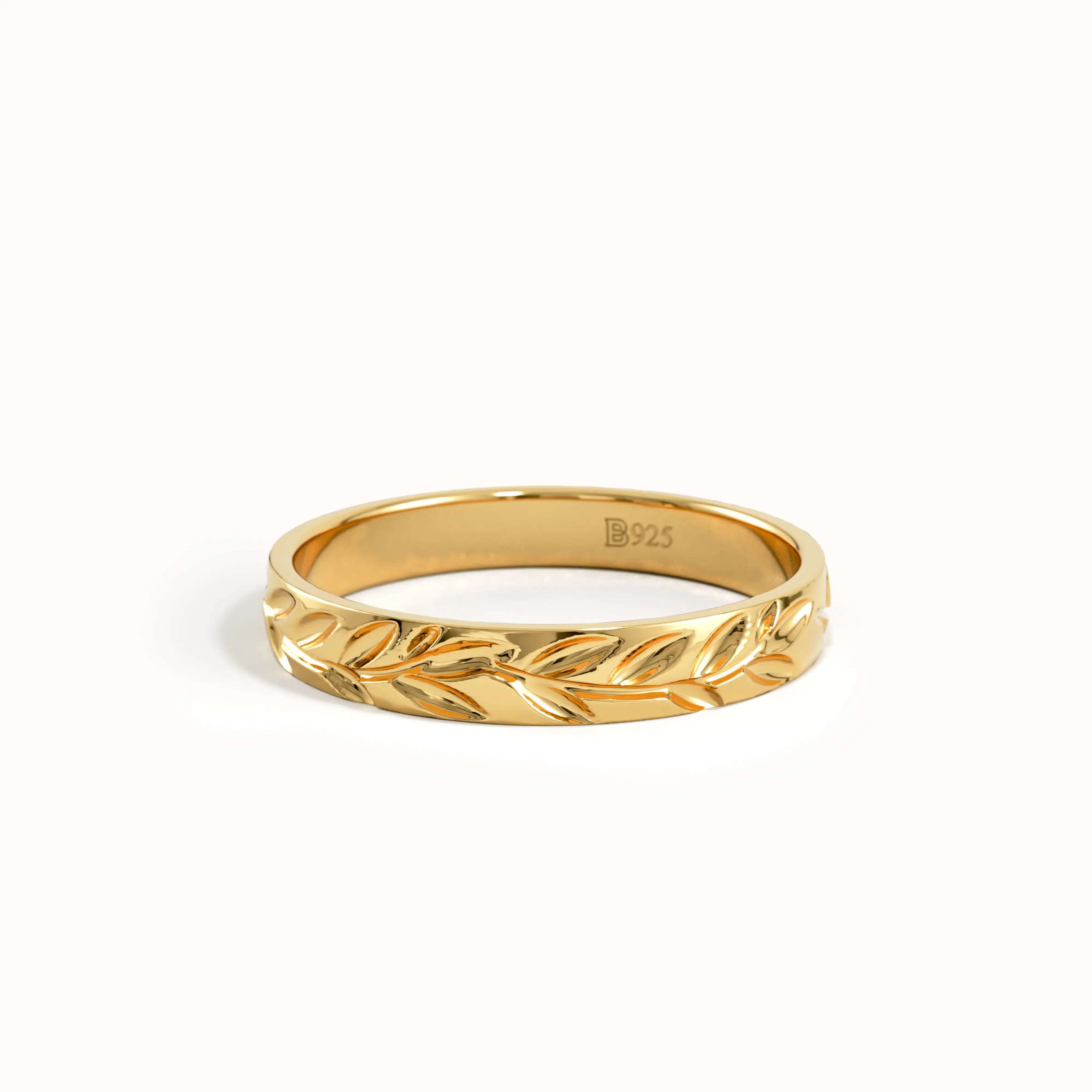 Leaf Patterned Wedding Band - BRENNMORE 
