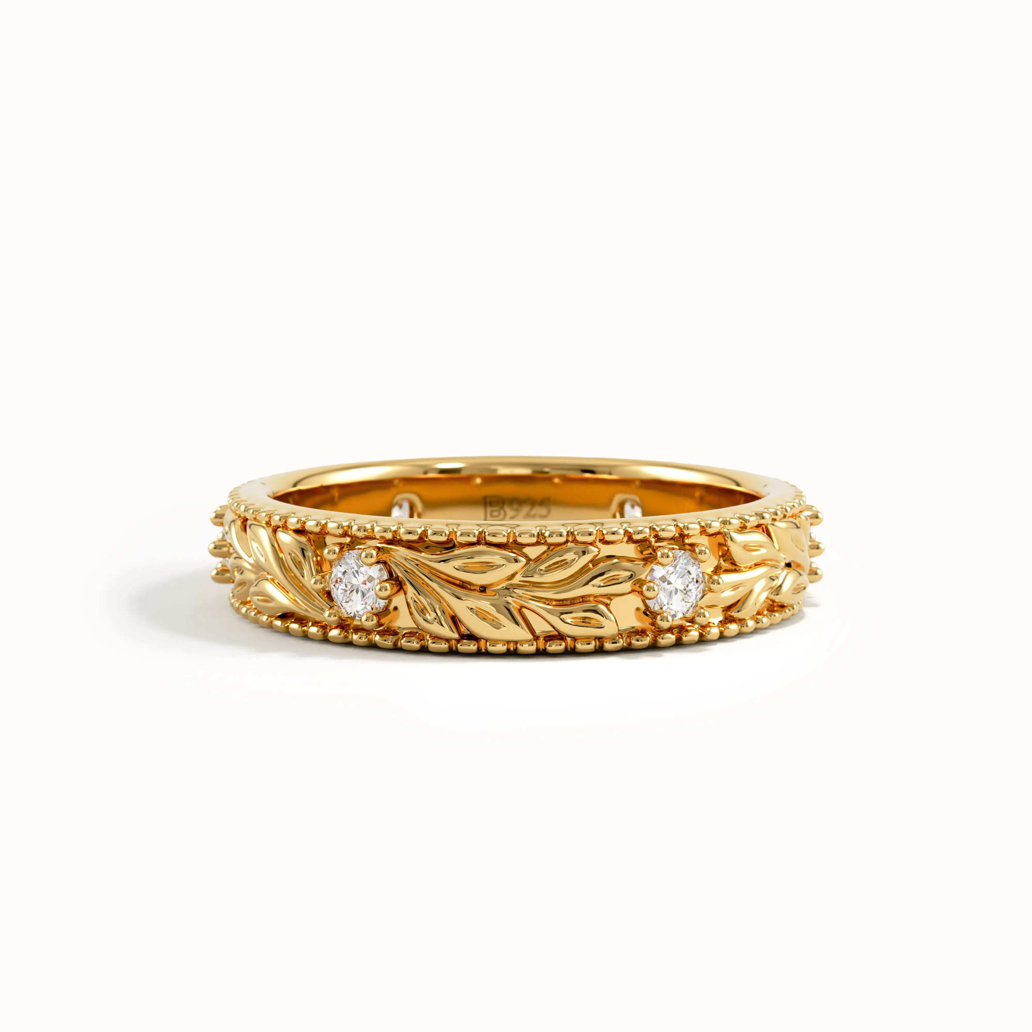 Flower Engraved Wedding Band My Store