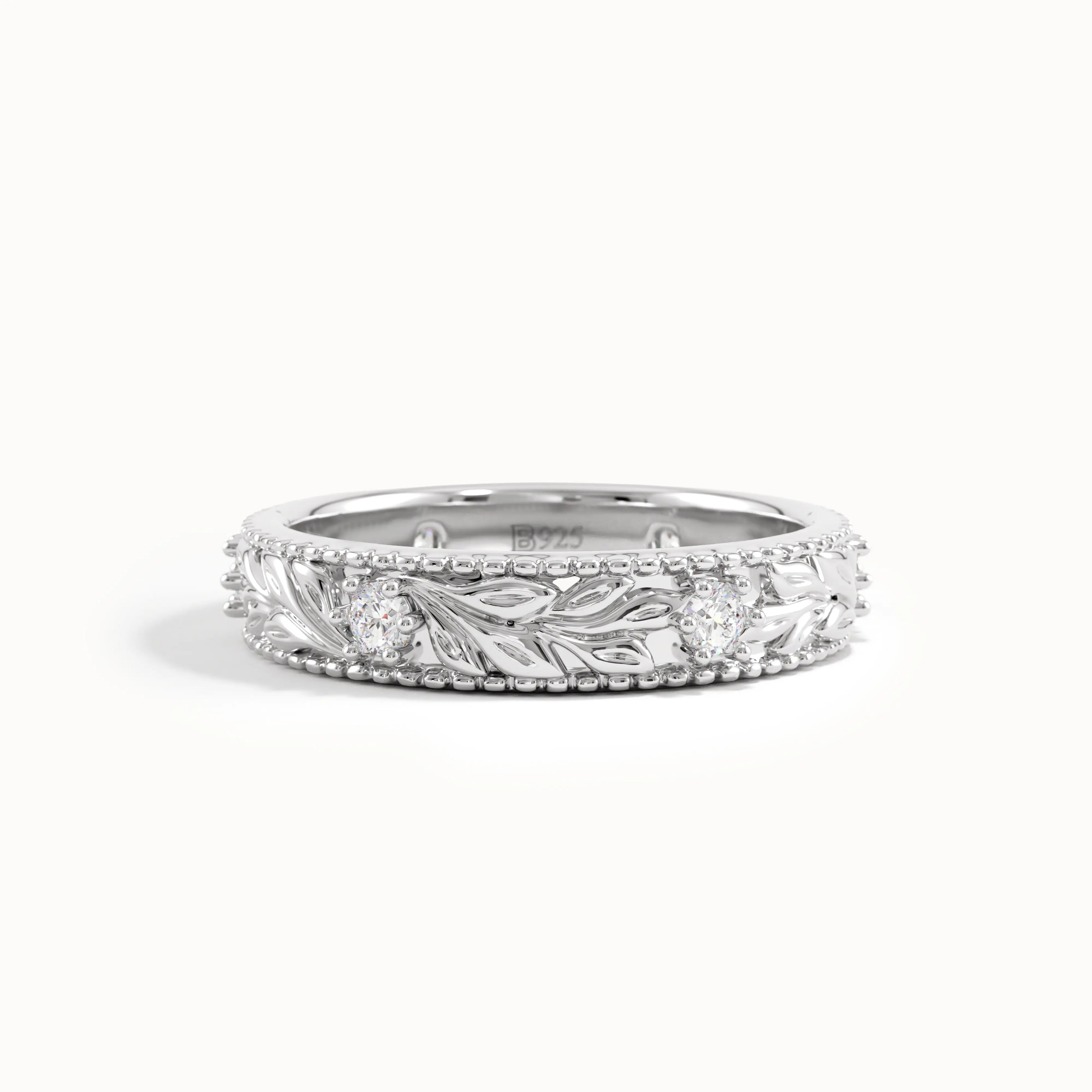 Flower Engraved Wedding Band My Store