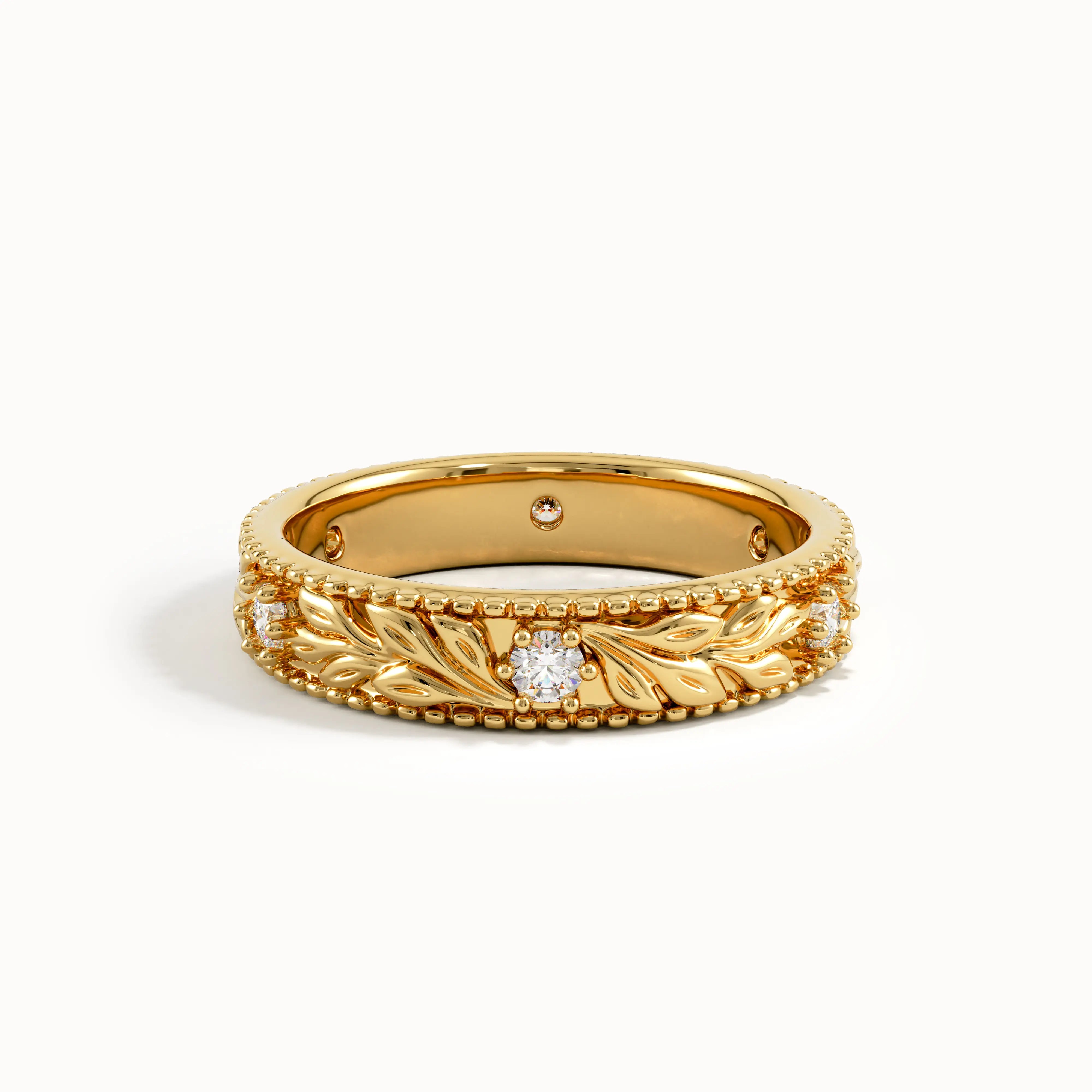 Flower Engraved Wedding Band My Store