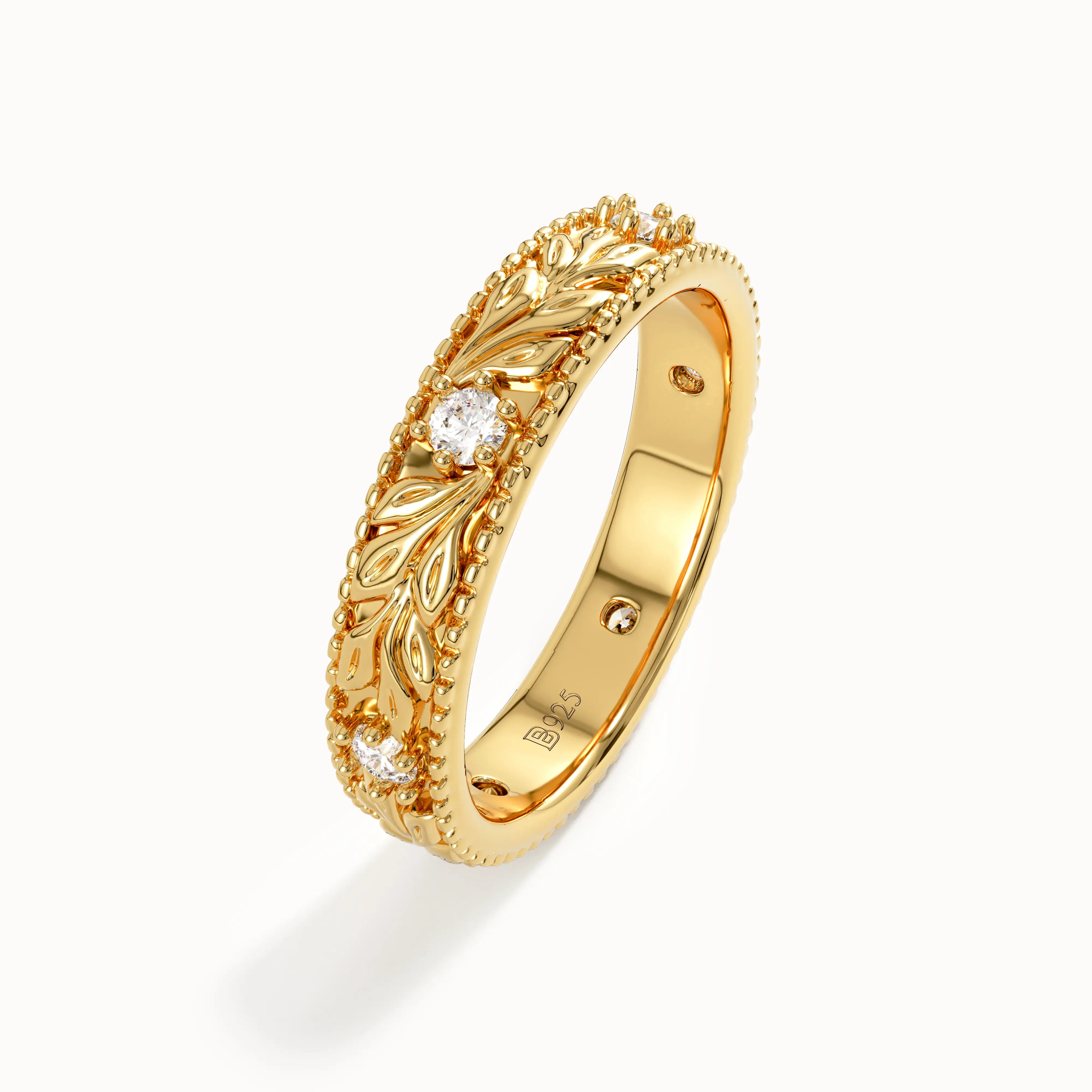 Flower Engraved Wedding Band My Store