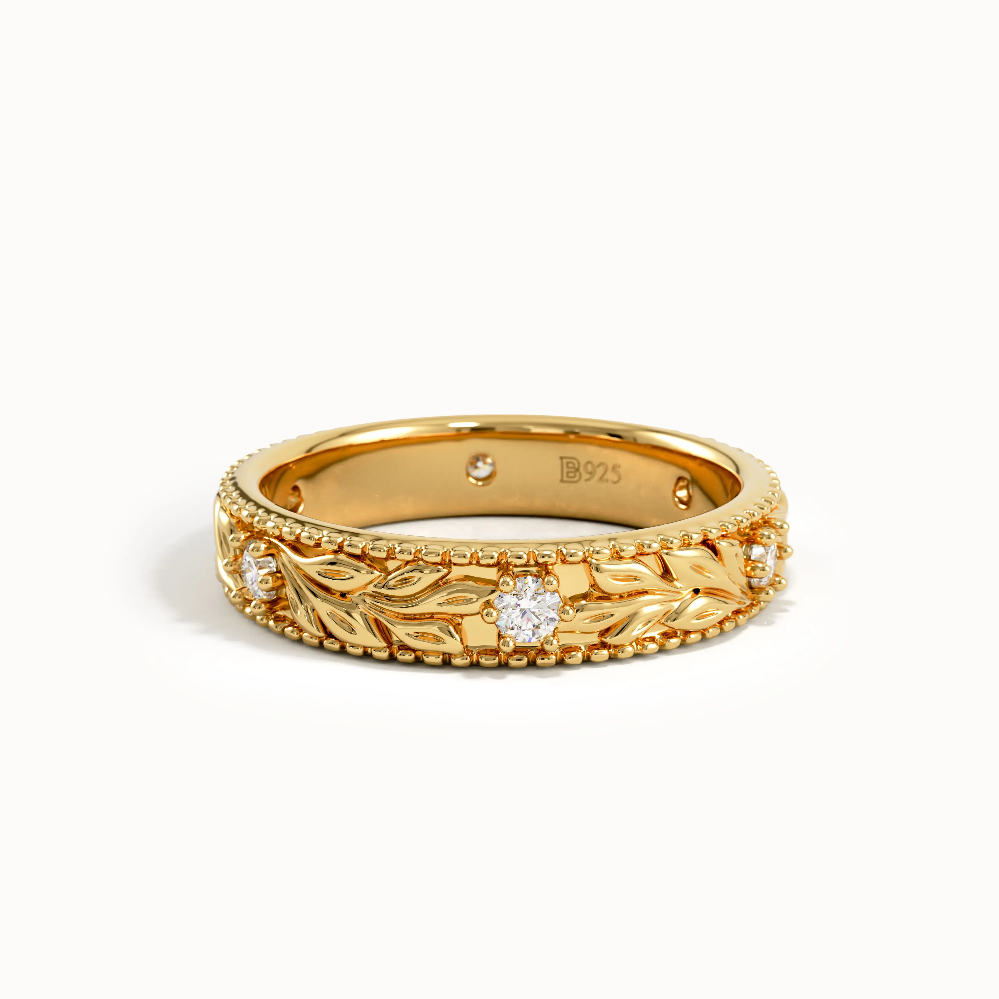 Flower Engraved Wedding Band My Store