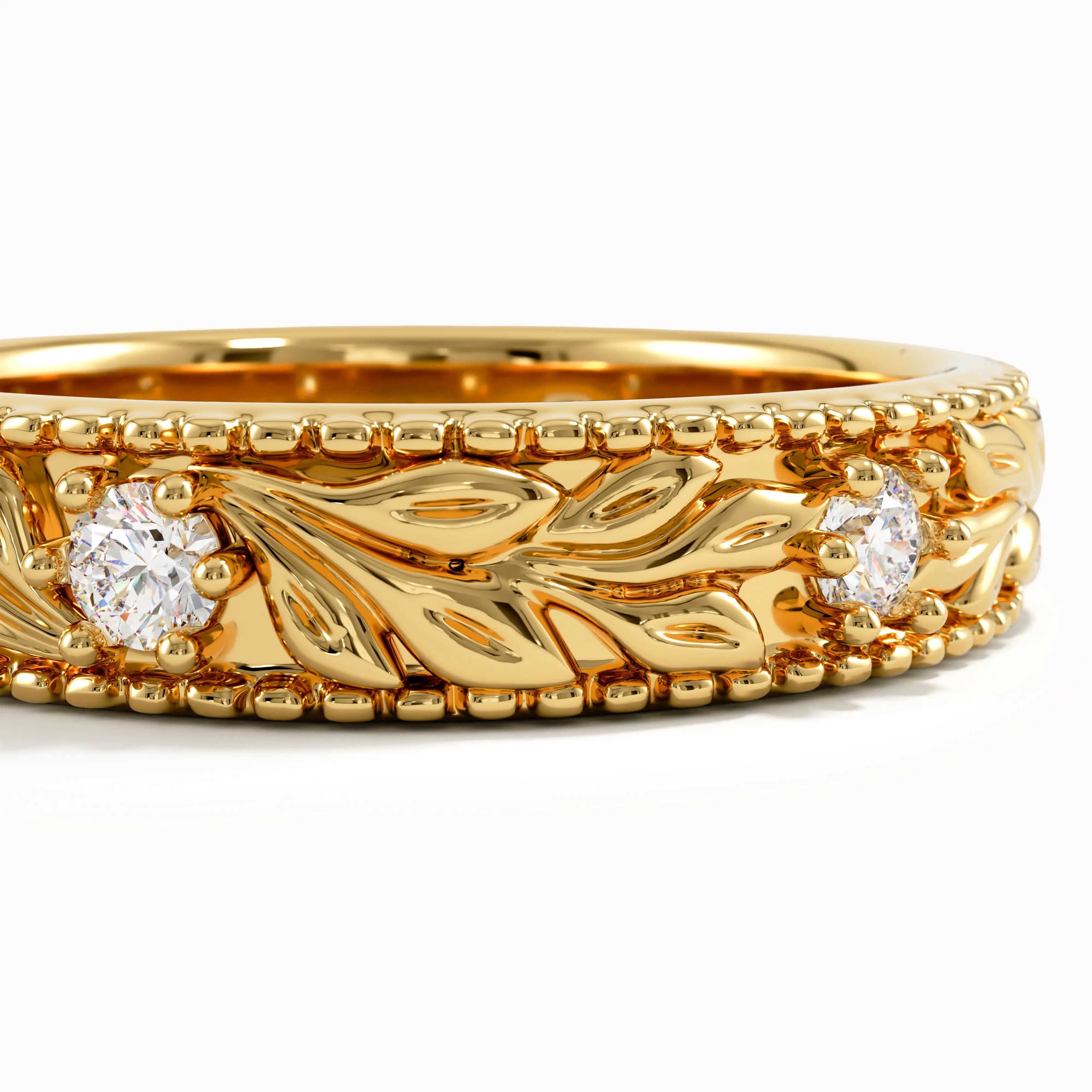 Flower Engraved Wedding Band My Store