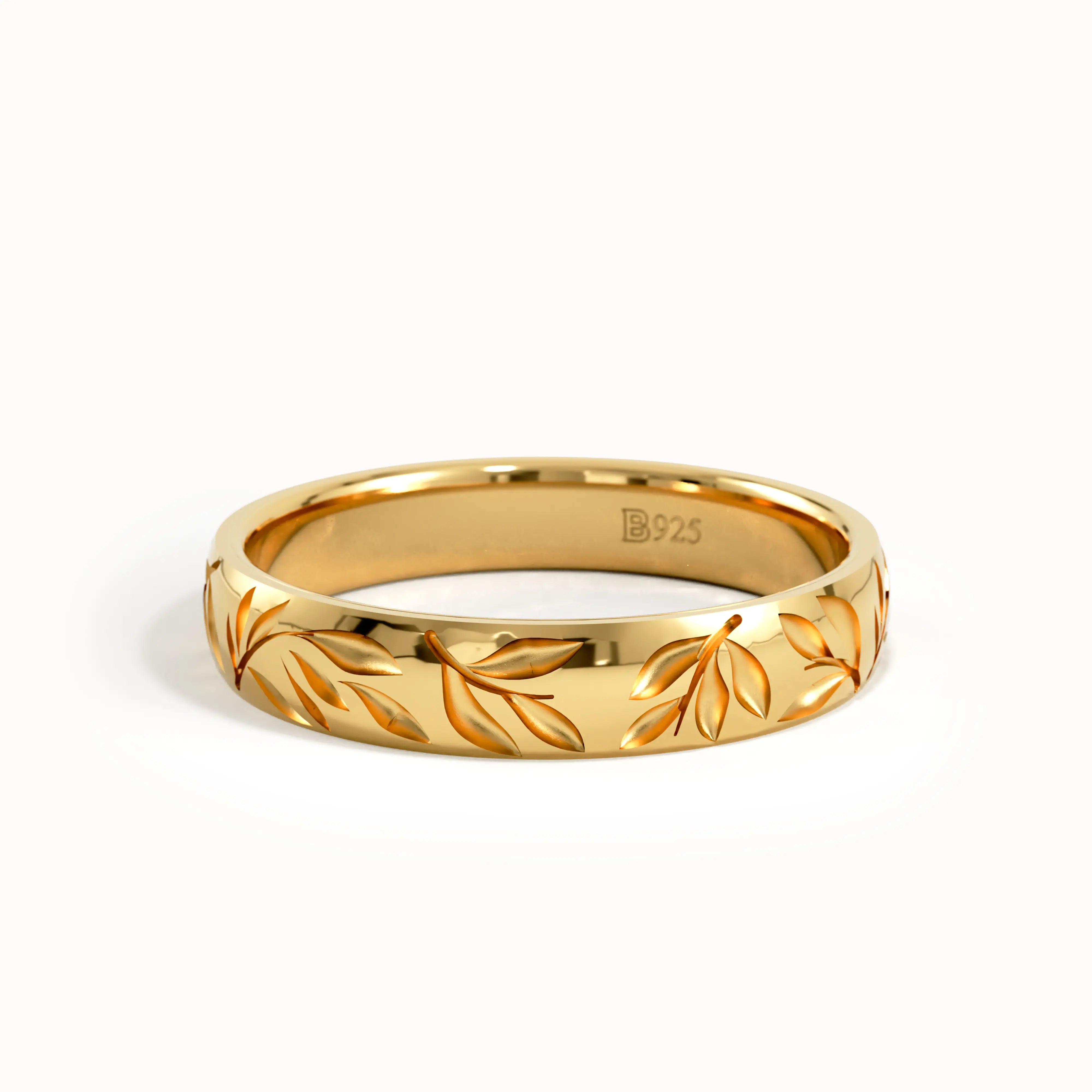 Leaf Engraved Wedding Band My Store