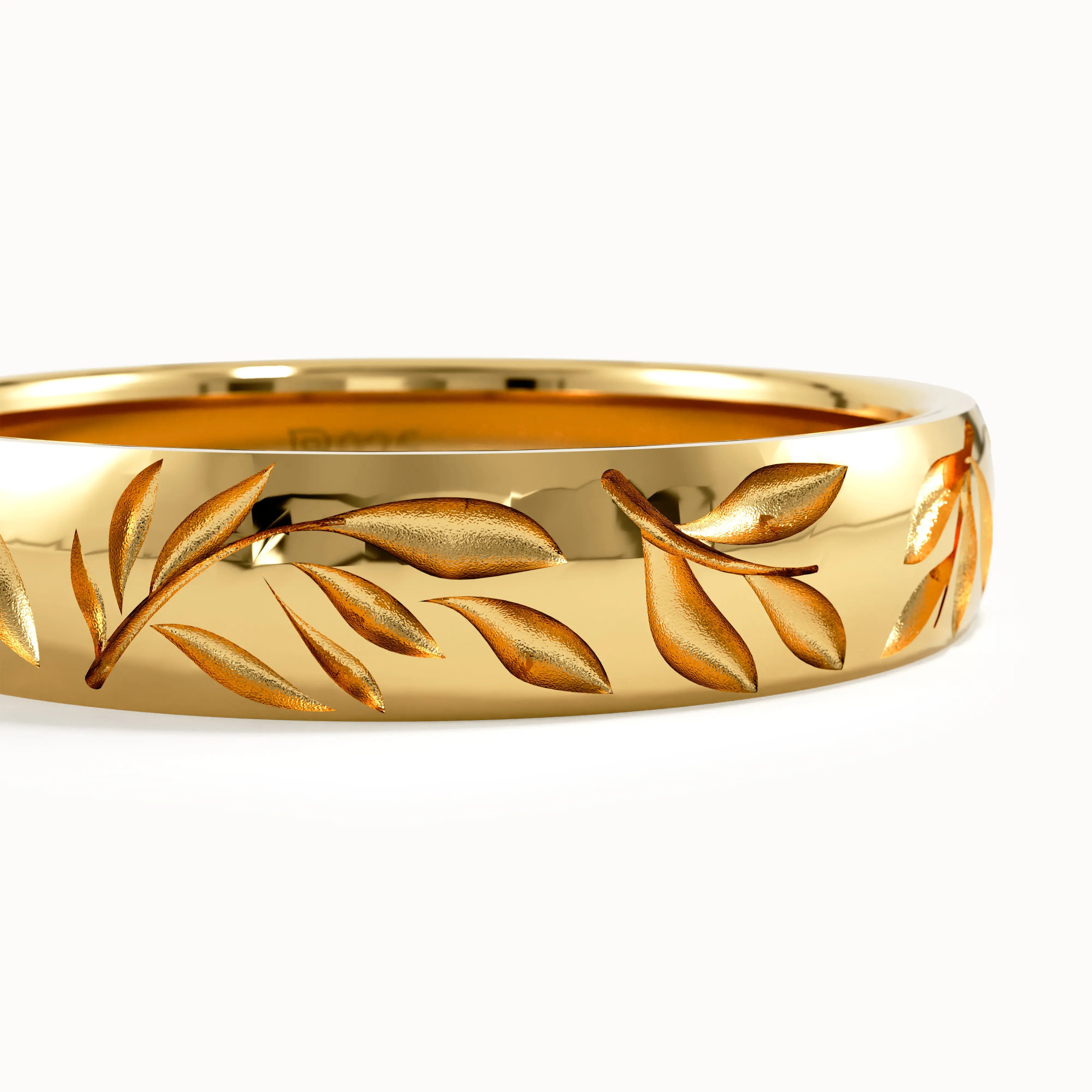 Leaf Engraved Wedding Band - BRENNMORE 