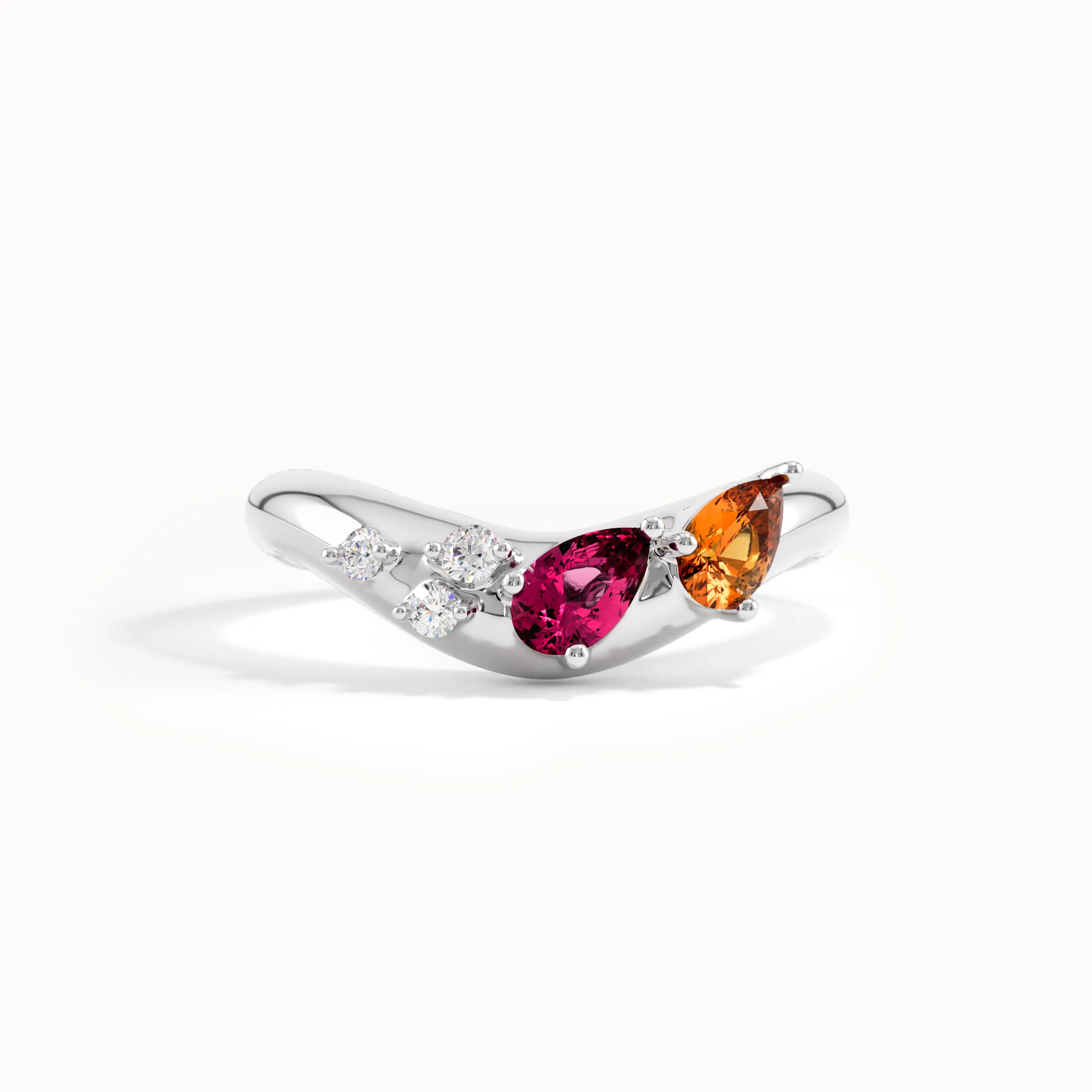 Pear Colorful Curve Ring
