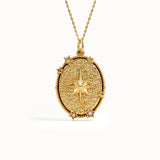 Oval Starburst Pendant Necklace - BRENNMORE 