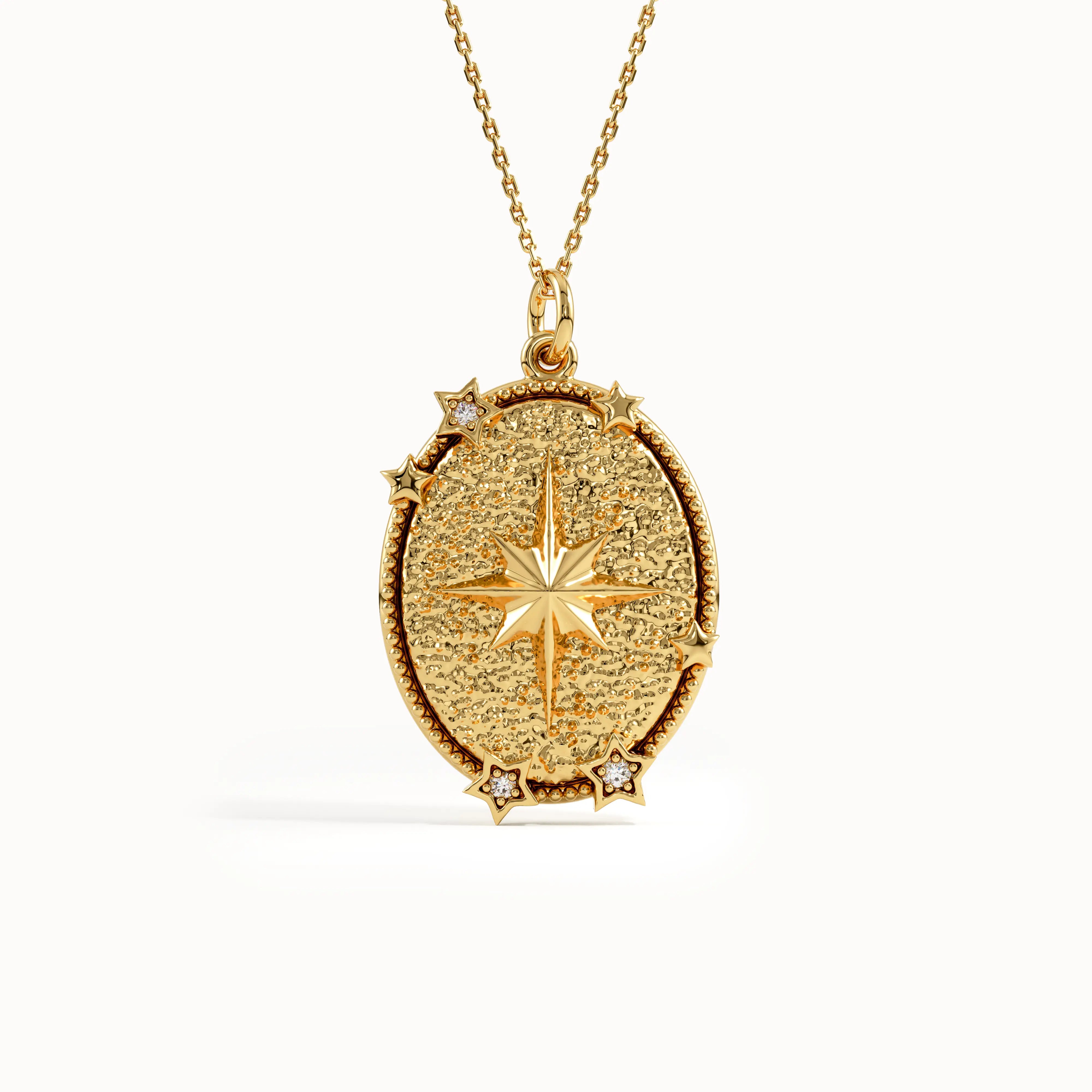 Oval Starburst Pendant Necklace - BRENNMORE 