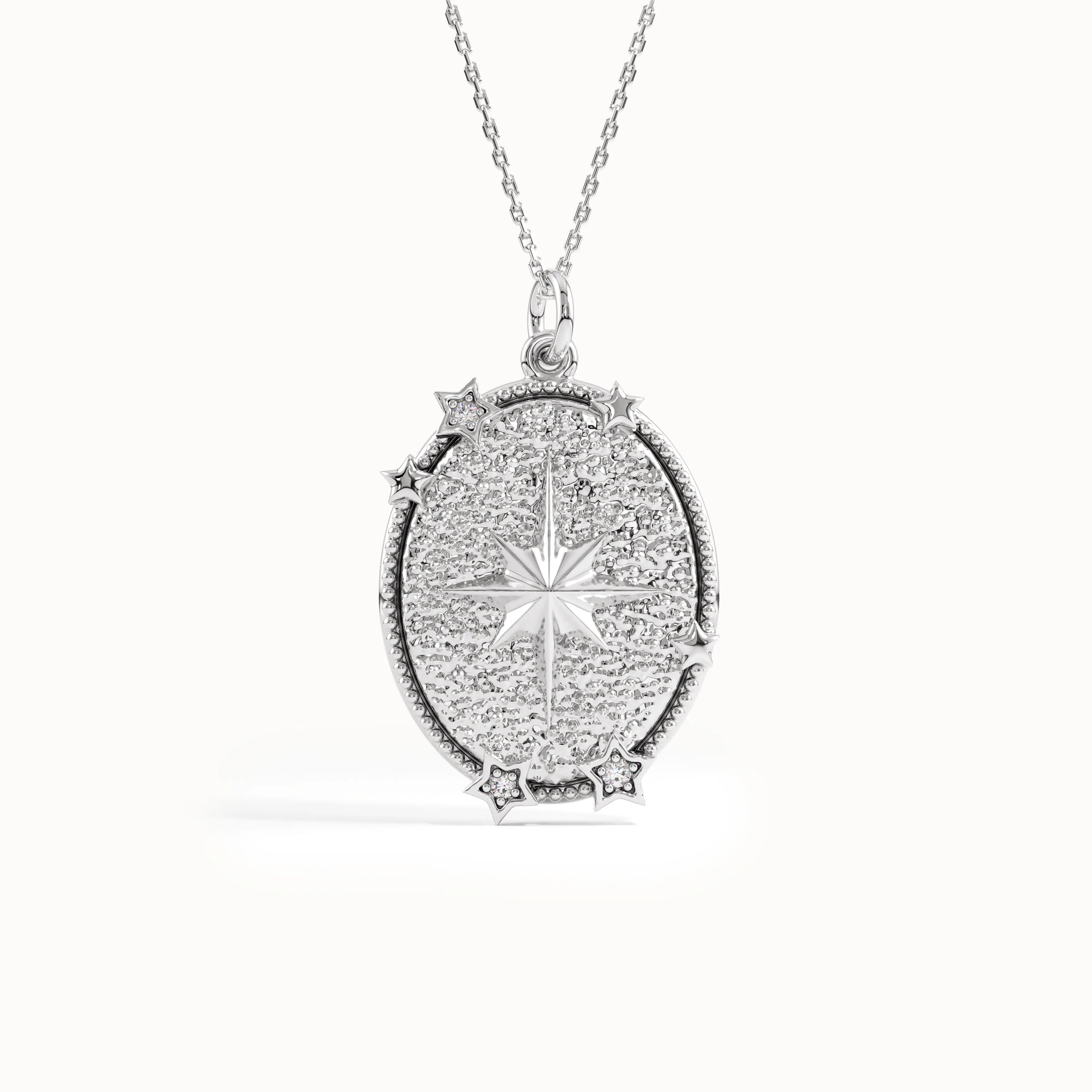 Oval Starburst Pendant Necklace