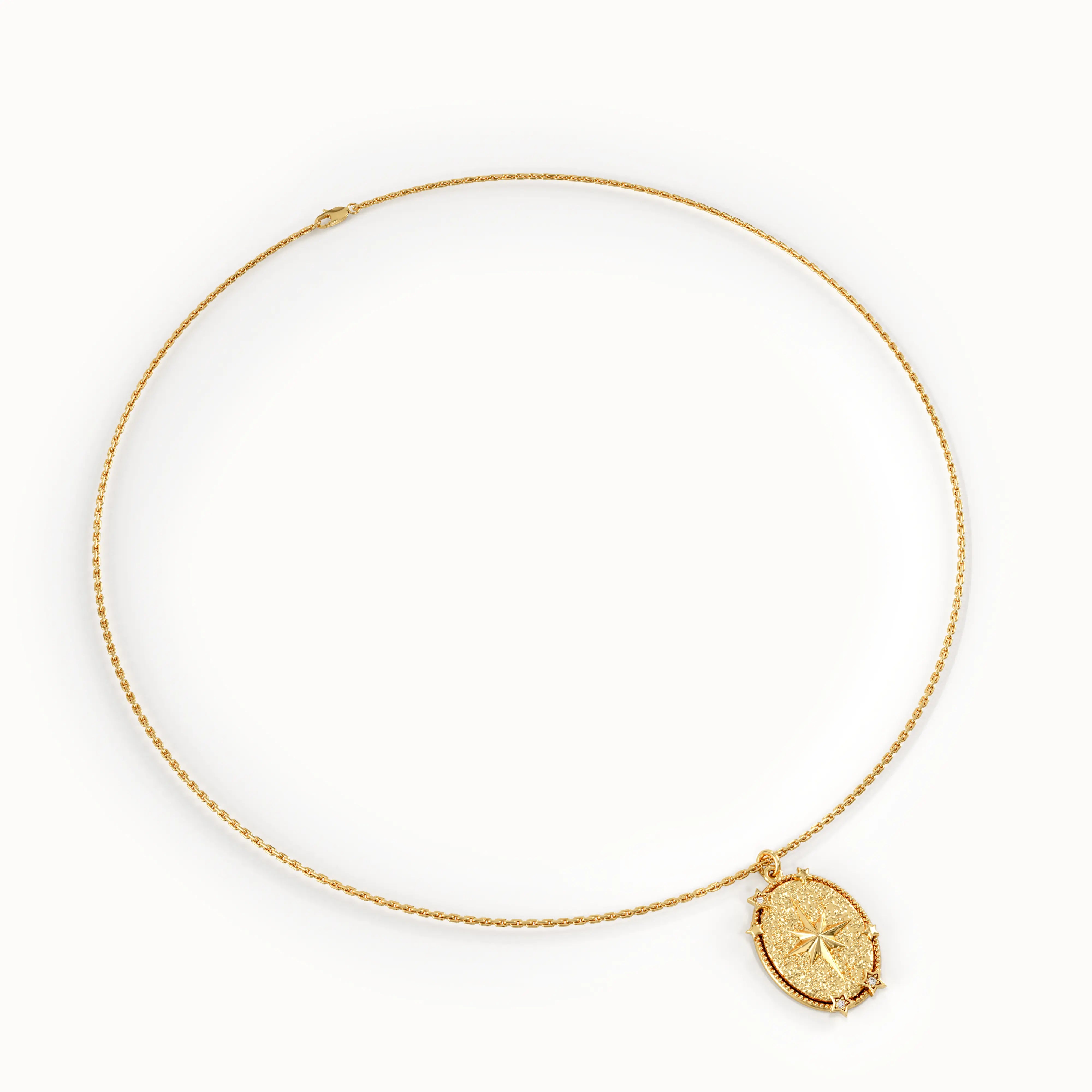 Oval Starburst Pendant Necklace - BRENNMORE 