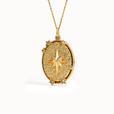 Oval Starburst Pendant Necklace - BRENNMORE 