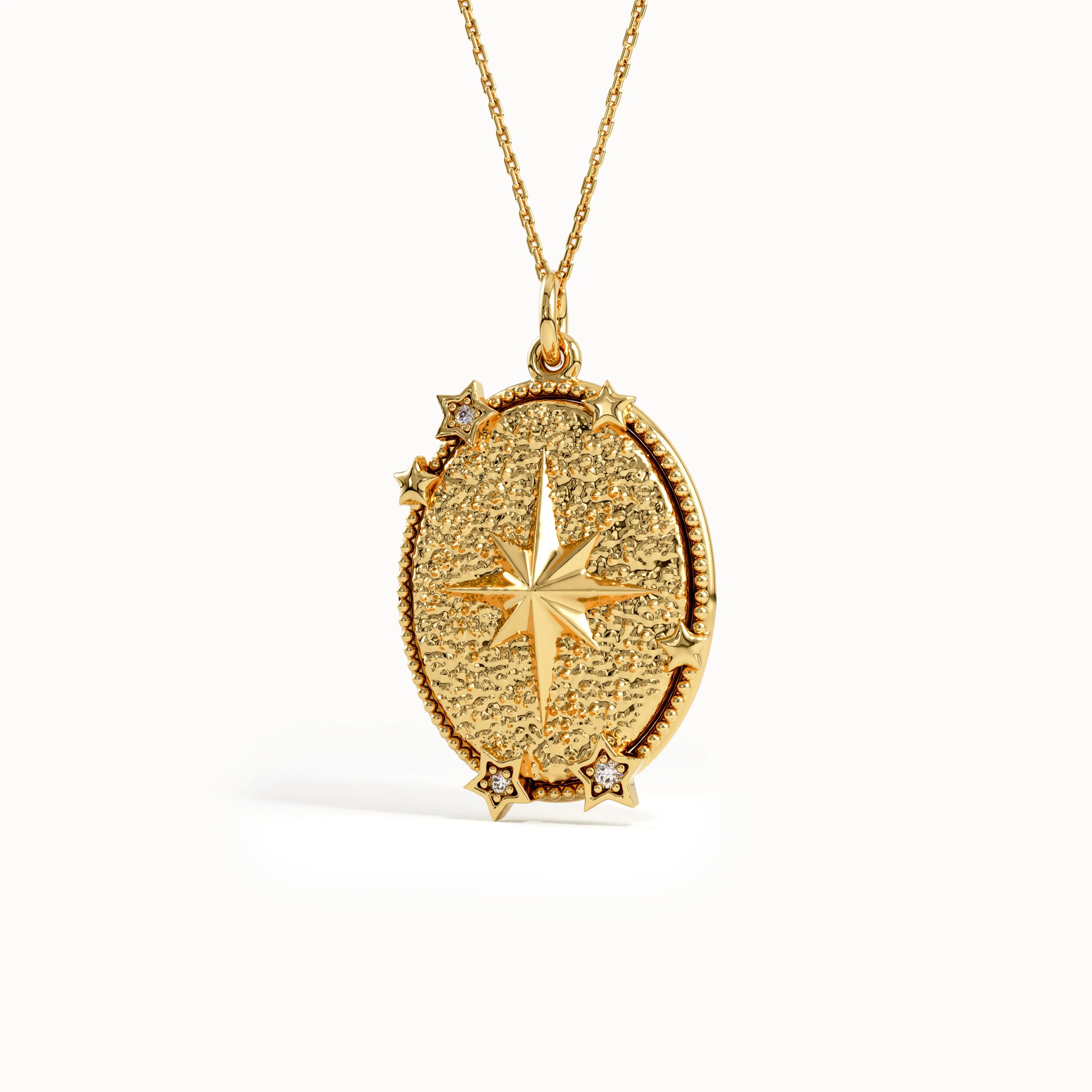 Oval Starburst Pendant Necklace - BRENNMORE 