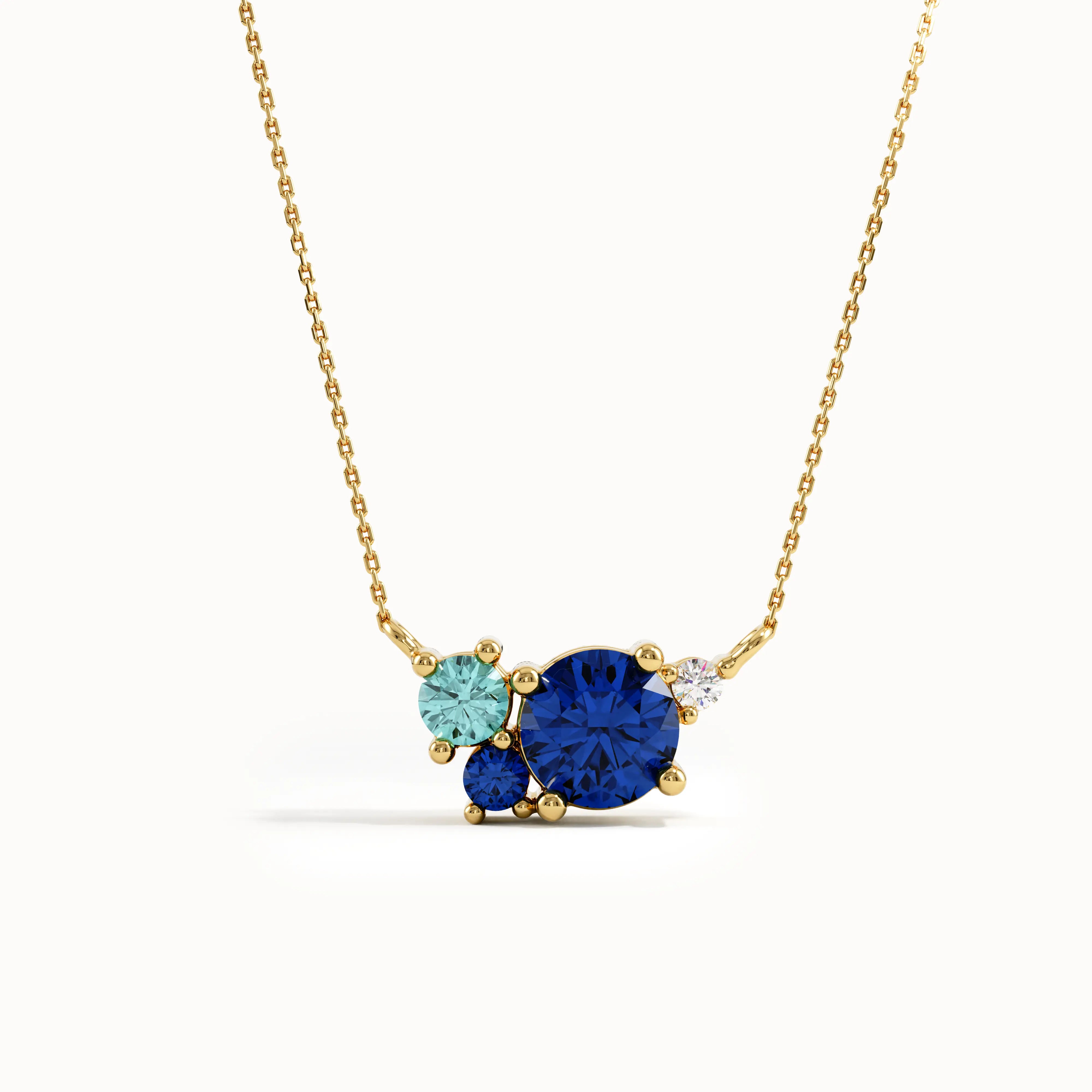Blue Gemstone Cluster Necklace