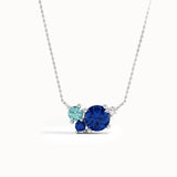 Blue Gemstone Cluster Necklace
