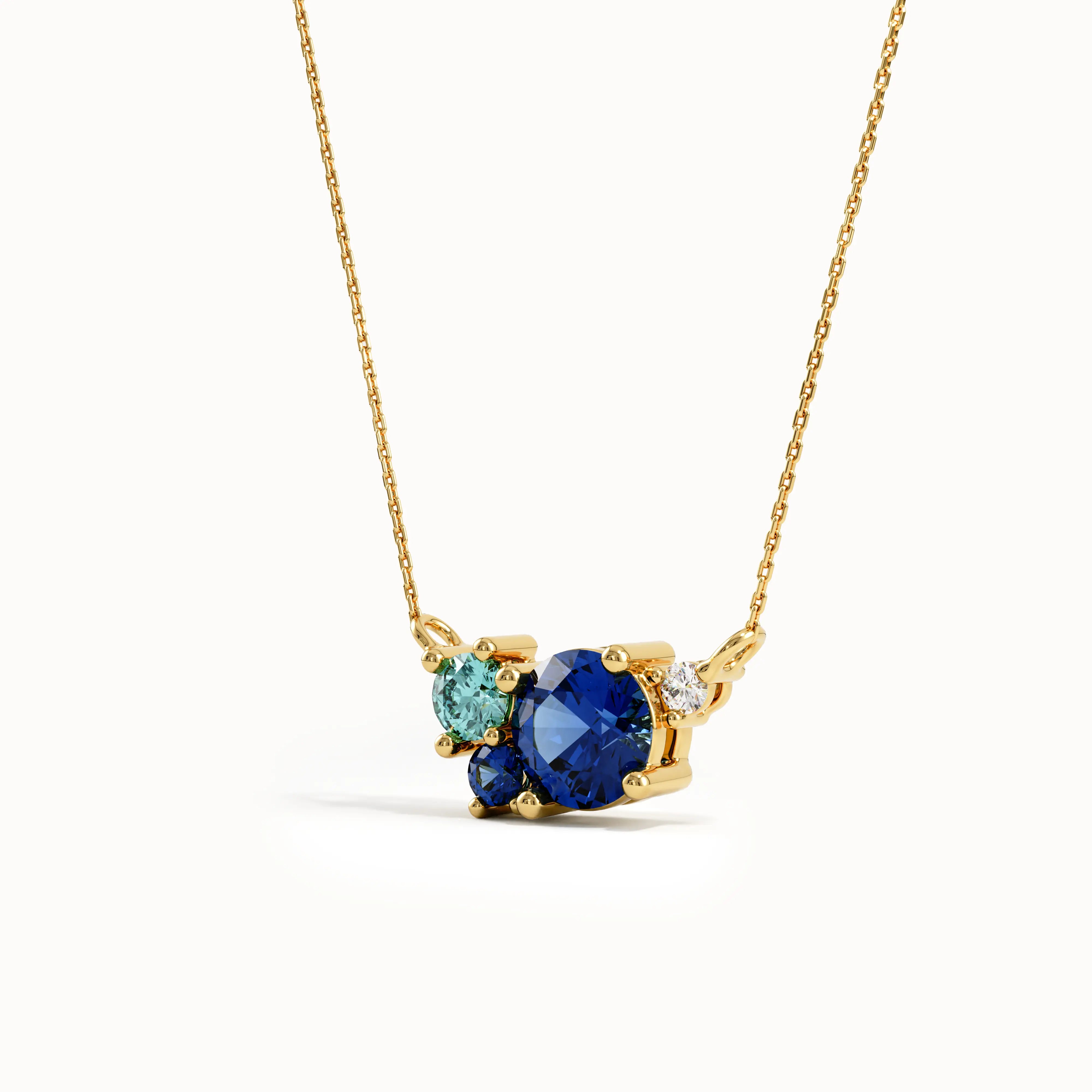 Blue Gemstone Cluster Necklace - BRENNMORE 