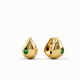 Dome Emerald Hoop Earring