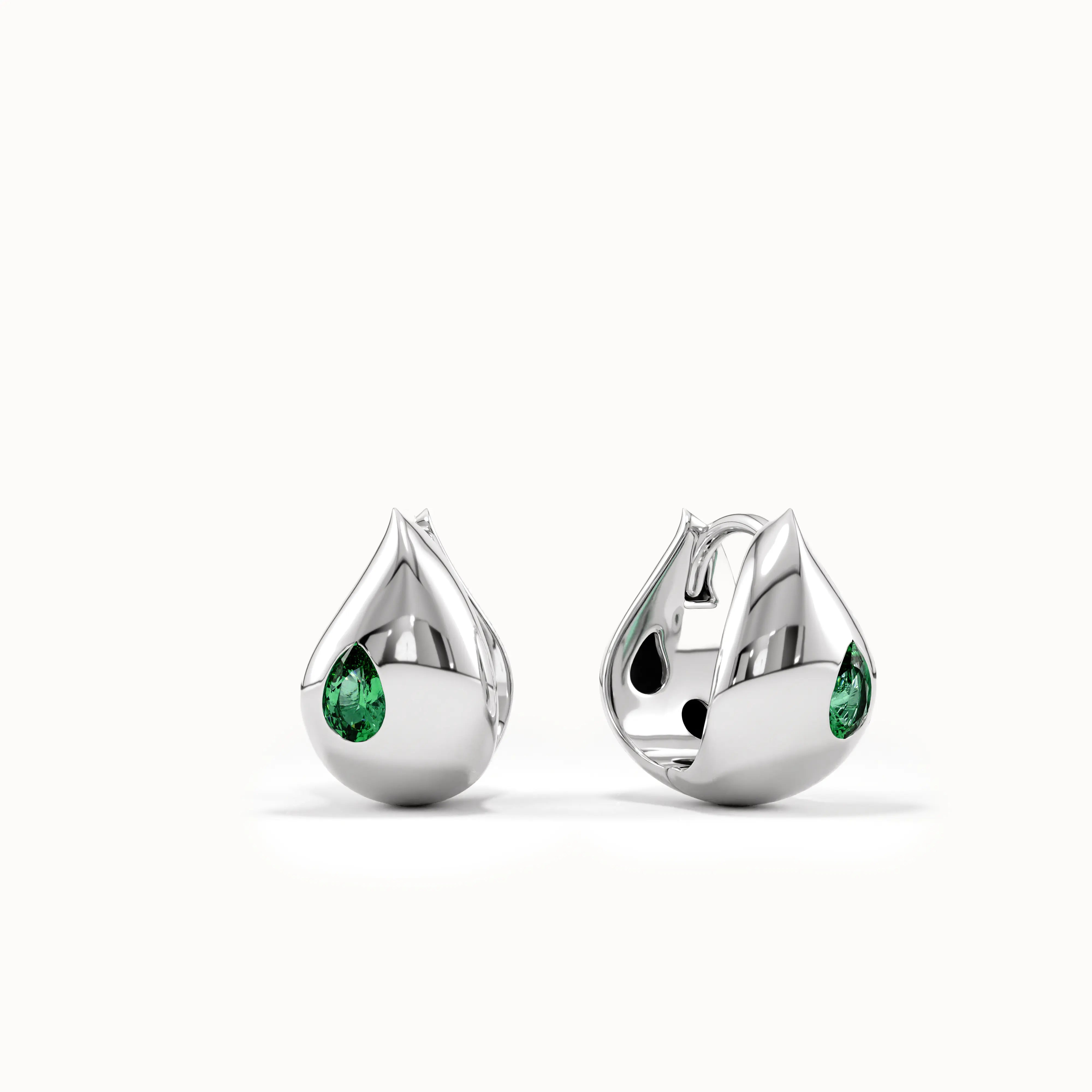 Dome Emerald Hoop Earring - BRENNMORE 