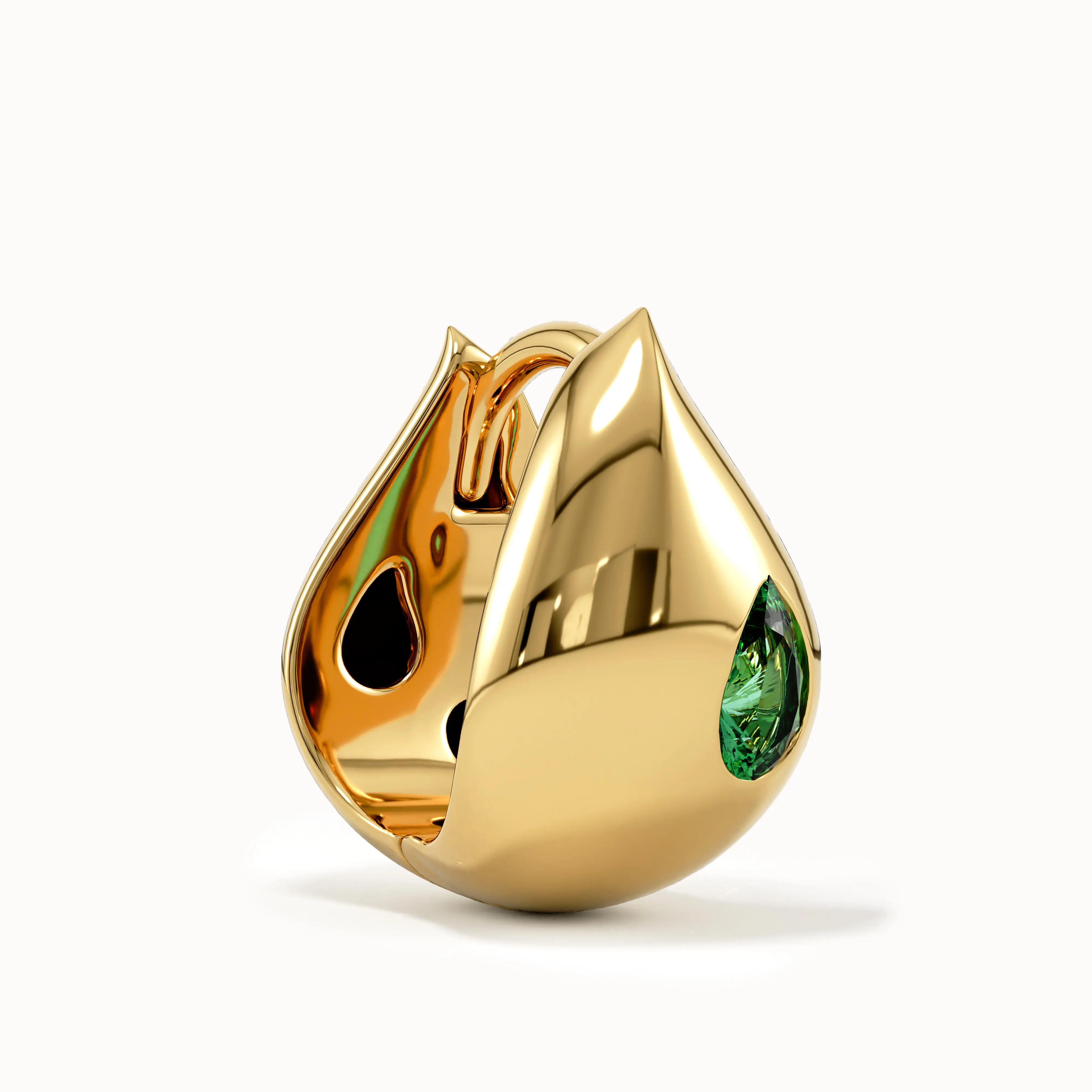 Dome Emerald Hoop Earring - BRENNMORE 