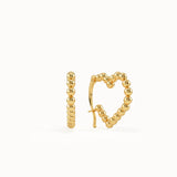 Beaded Heart Vermeil Hoop Earrings
