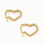 Beaded Heart Vermeil Hoop Earrings