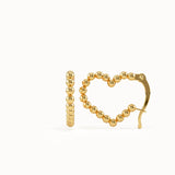 Beaded Heart Vermeil Hoop Earrings